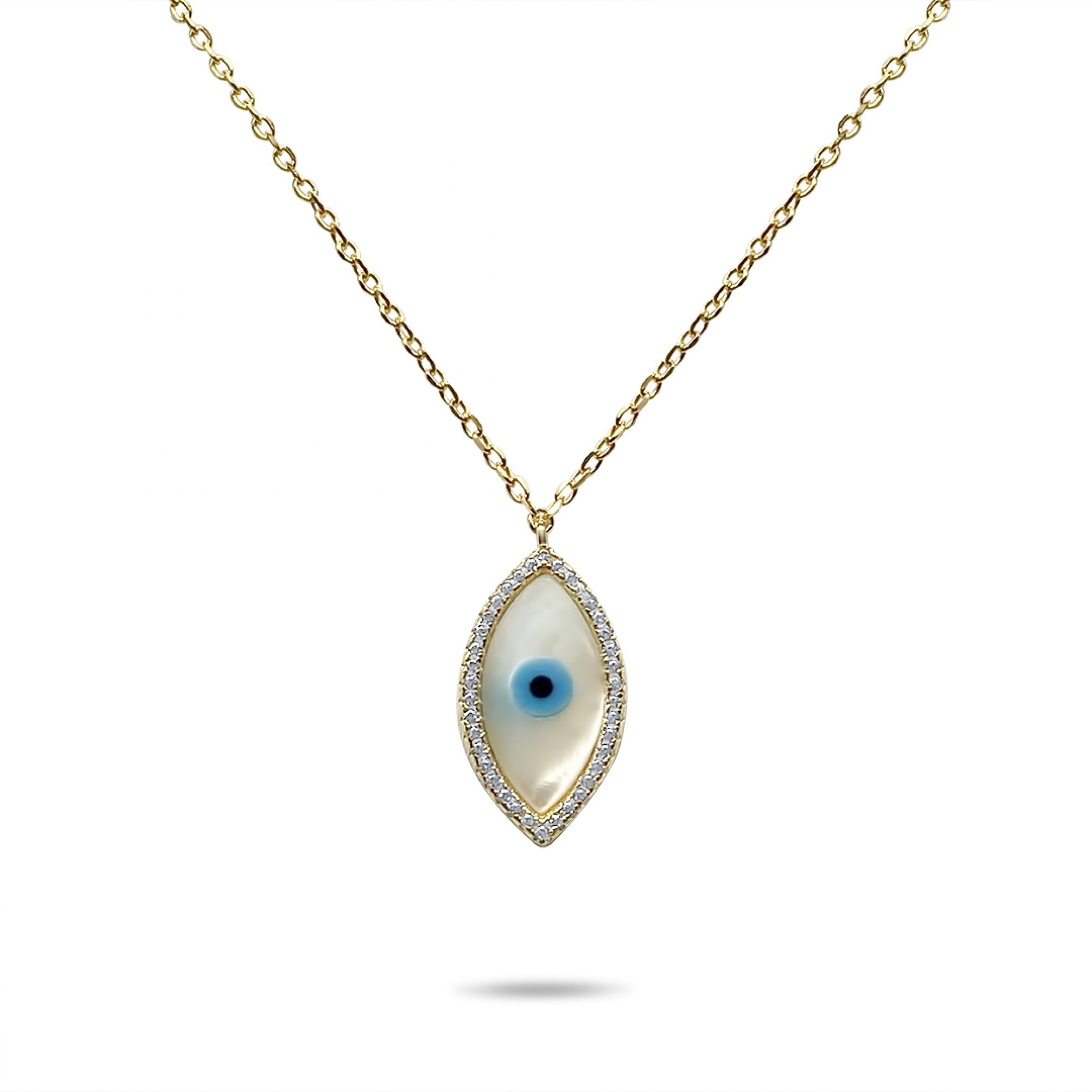 Gold plated eye necklace with zircon stones