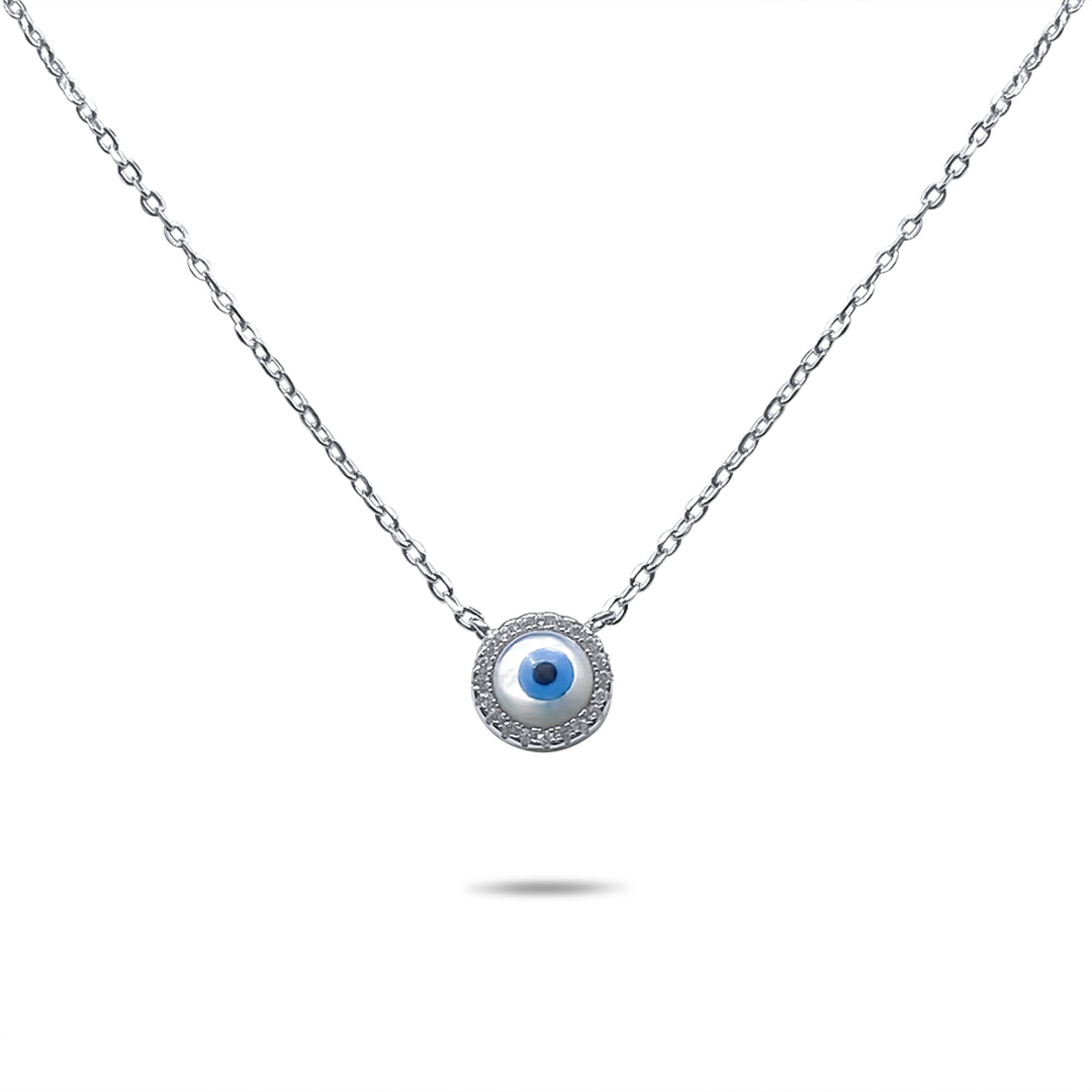 Eye necklace with mother of pearl and zircon stones 