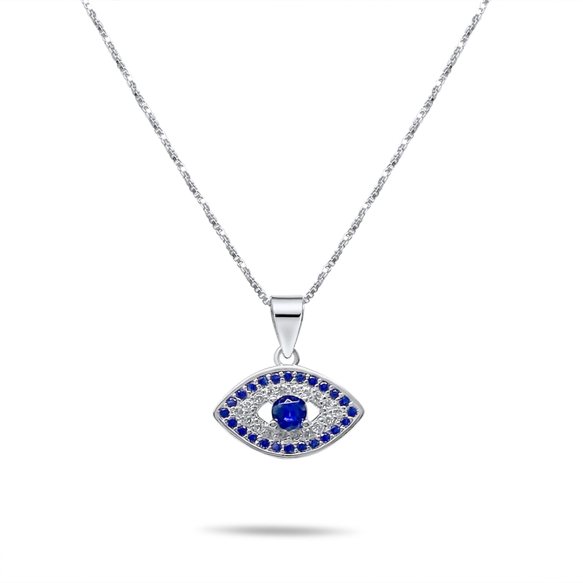 Eye pendant necklace with zircon stones