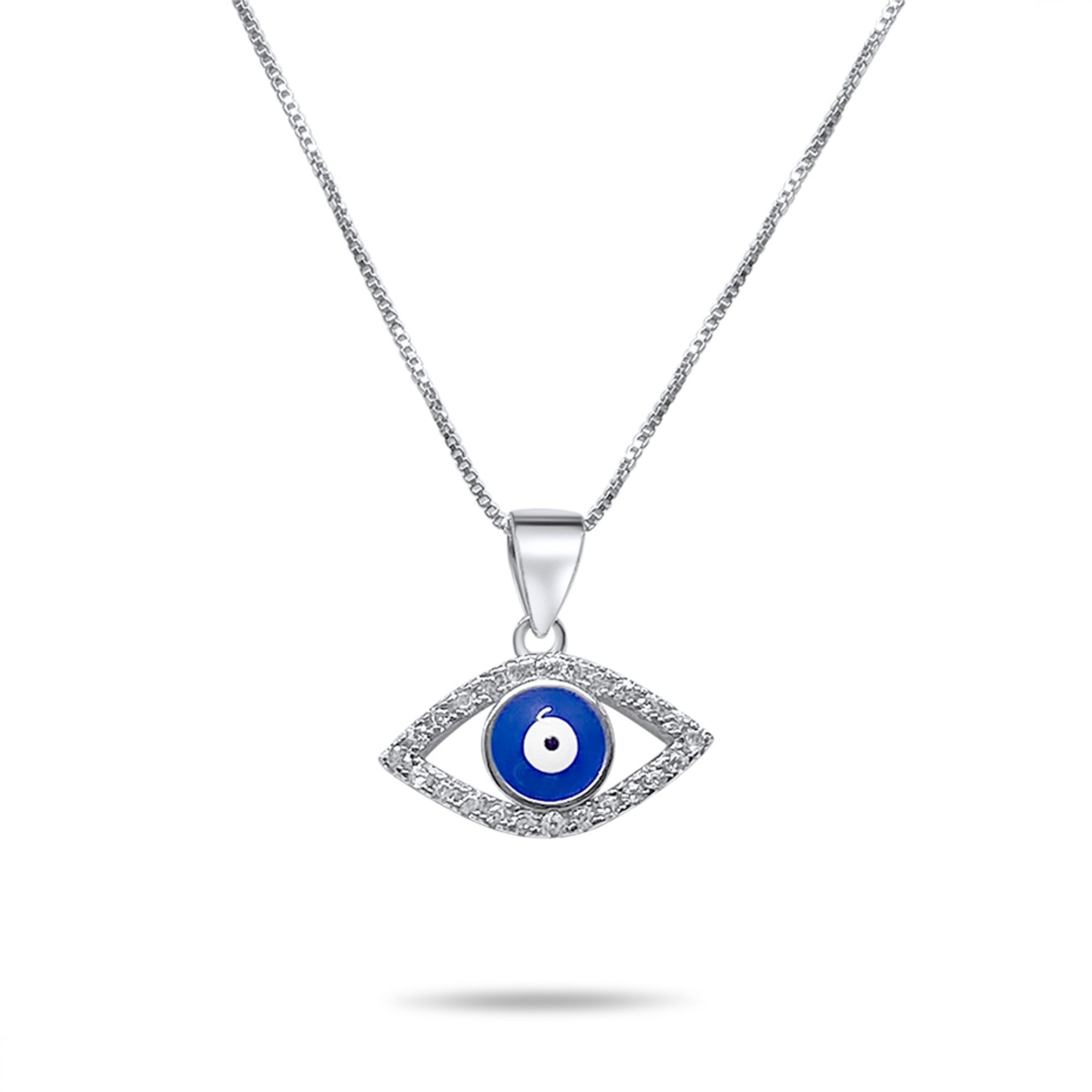 Eye pendant necklace with zircon stones