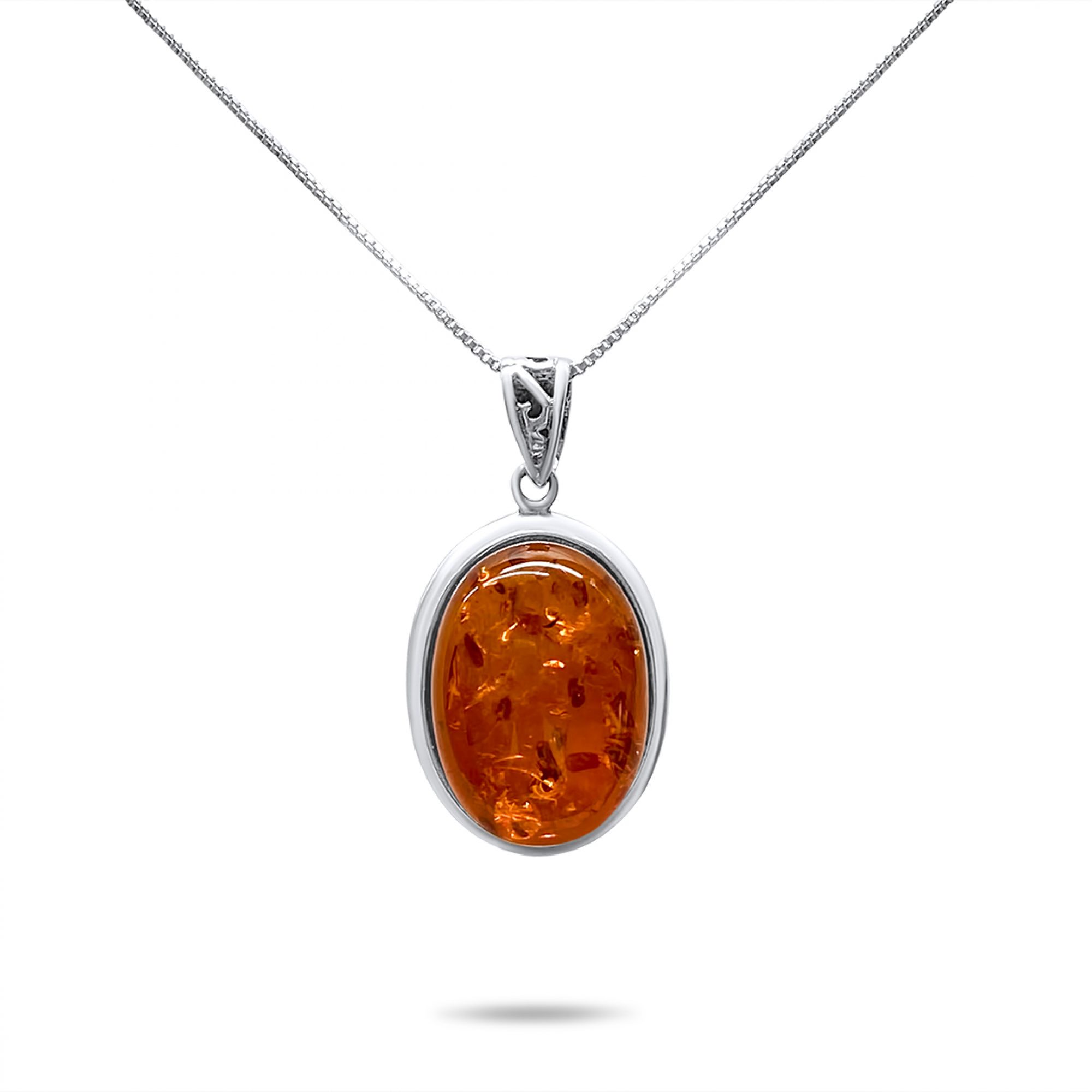 Amber silver necklace