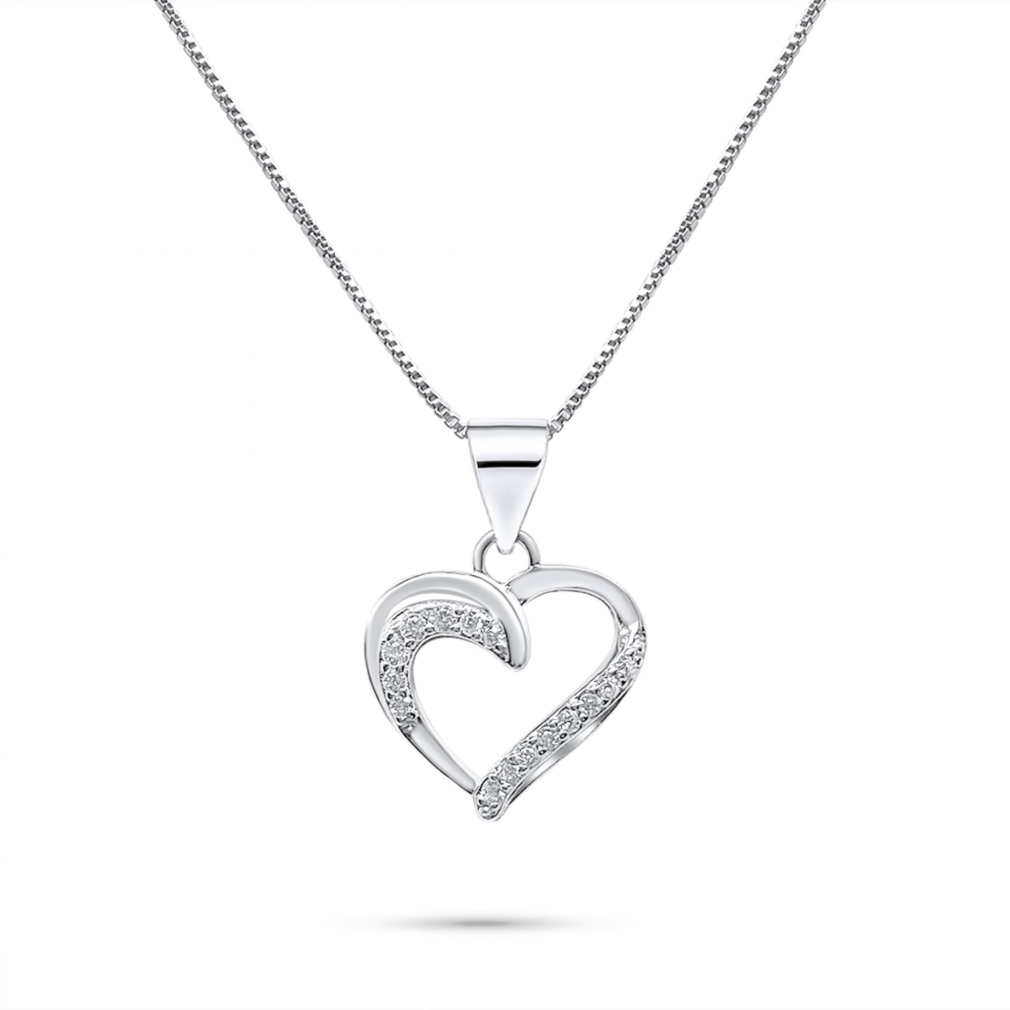 Κολιέ καρδιά με ζιργκόν πέτρες