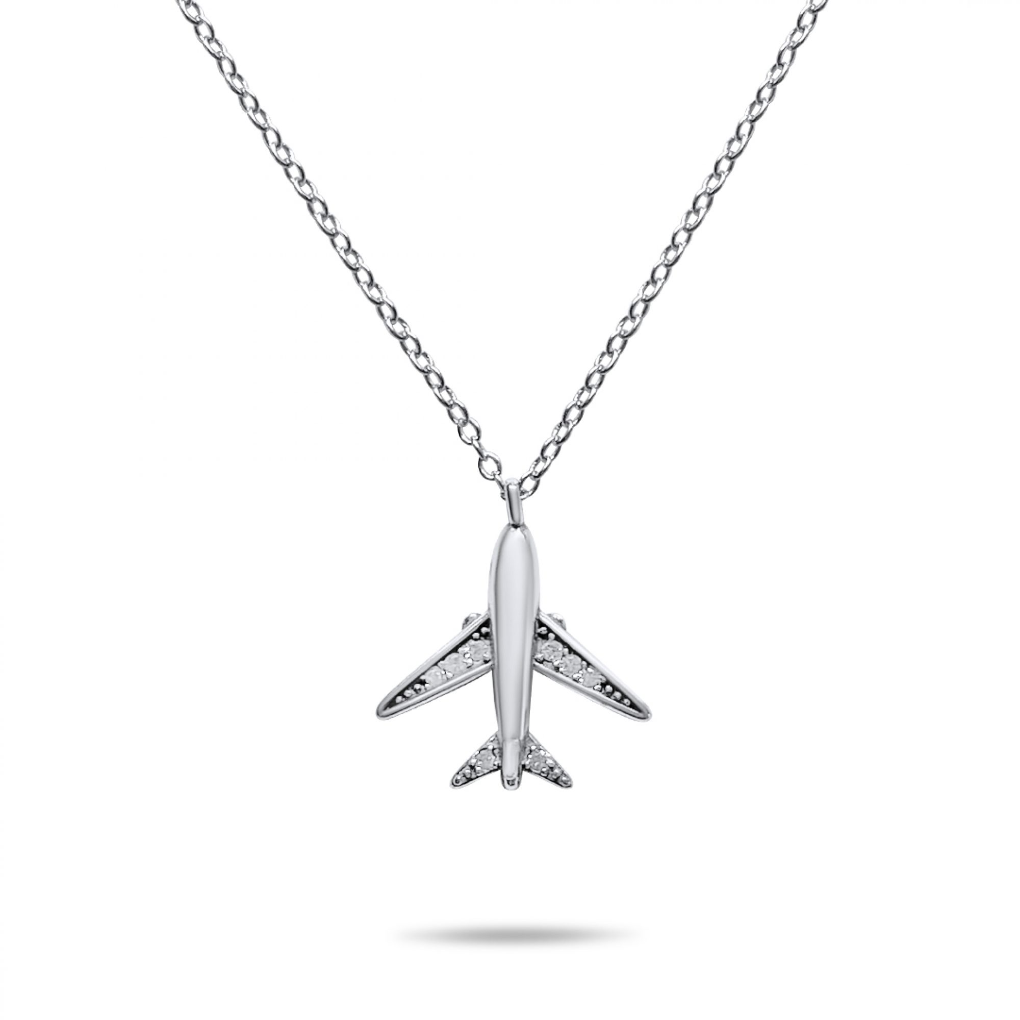 Aeroplane necklace with zircon stones