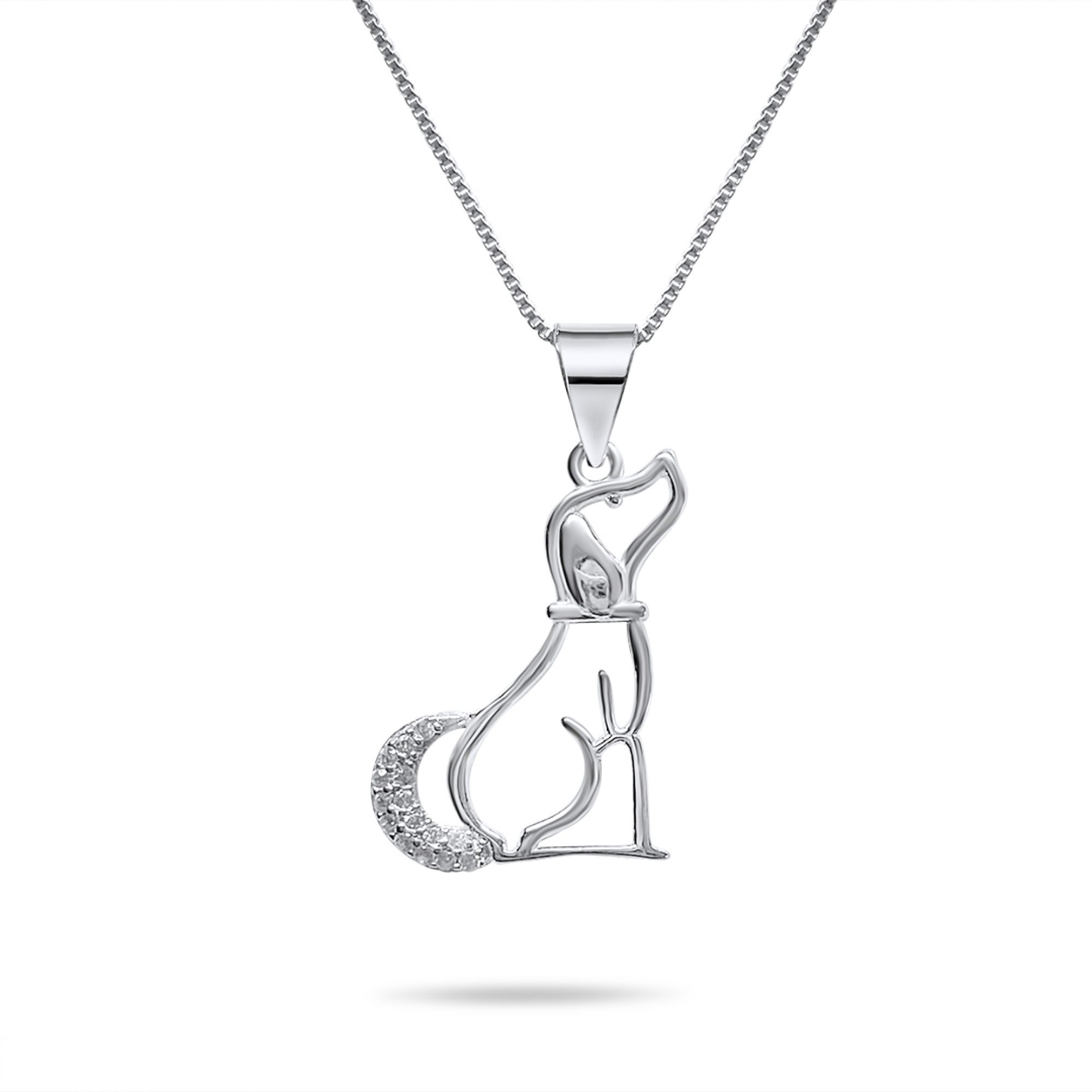 Dog necklace with zircon stones