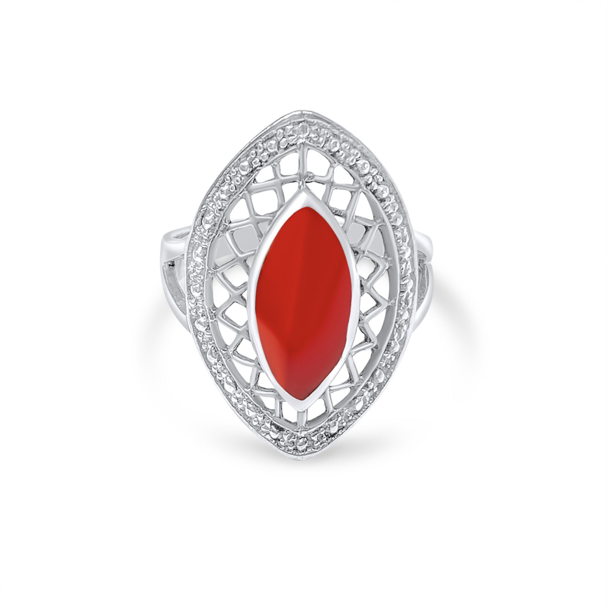 Ring with coral stone