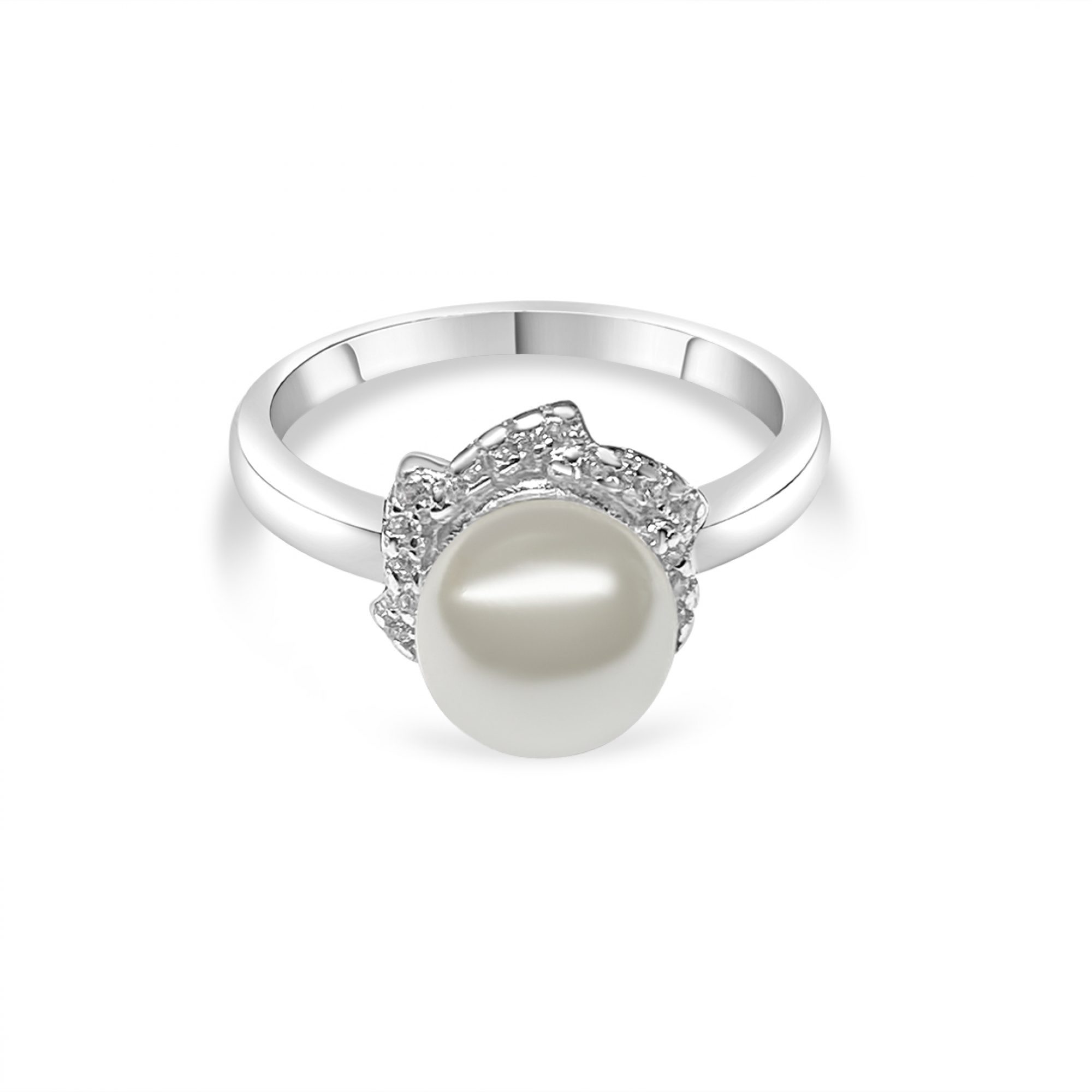 Ring with pearl and zircon stones