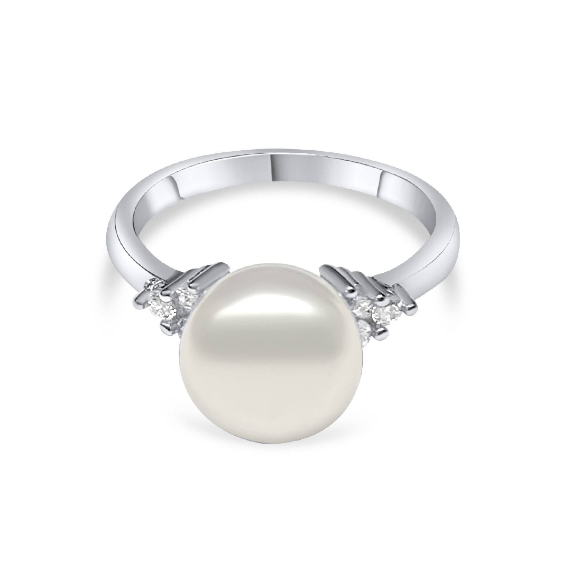 Ring with pearl and zircon stones