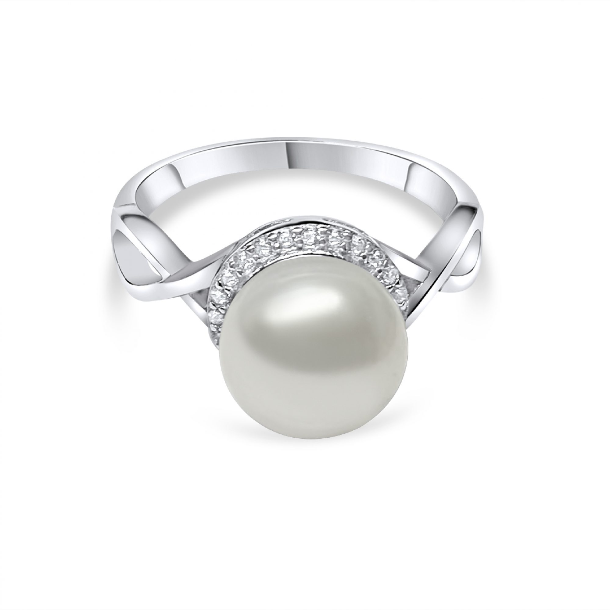 Ring with pearl and zircon stones