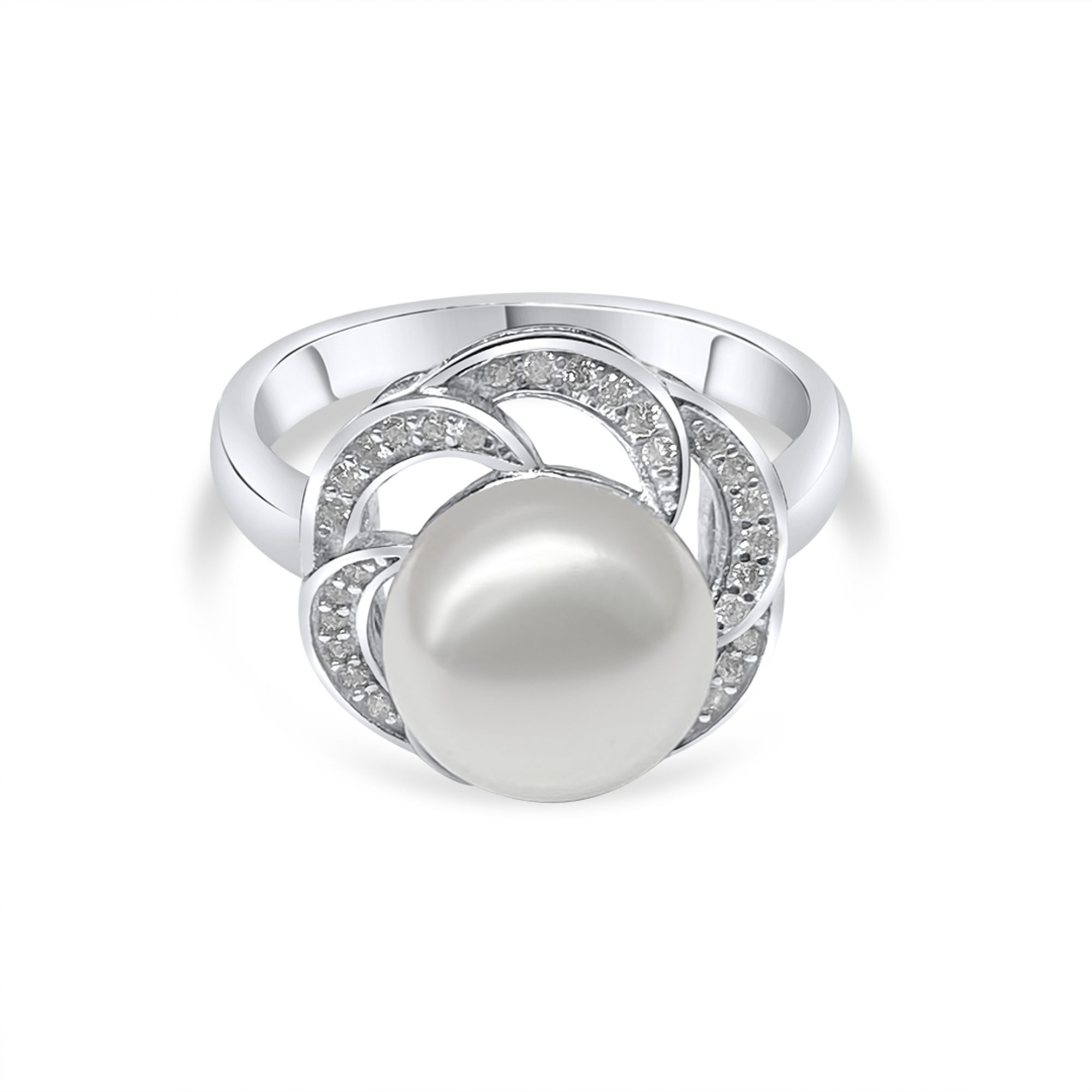 Ring with pearl and zircon stones