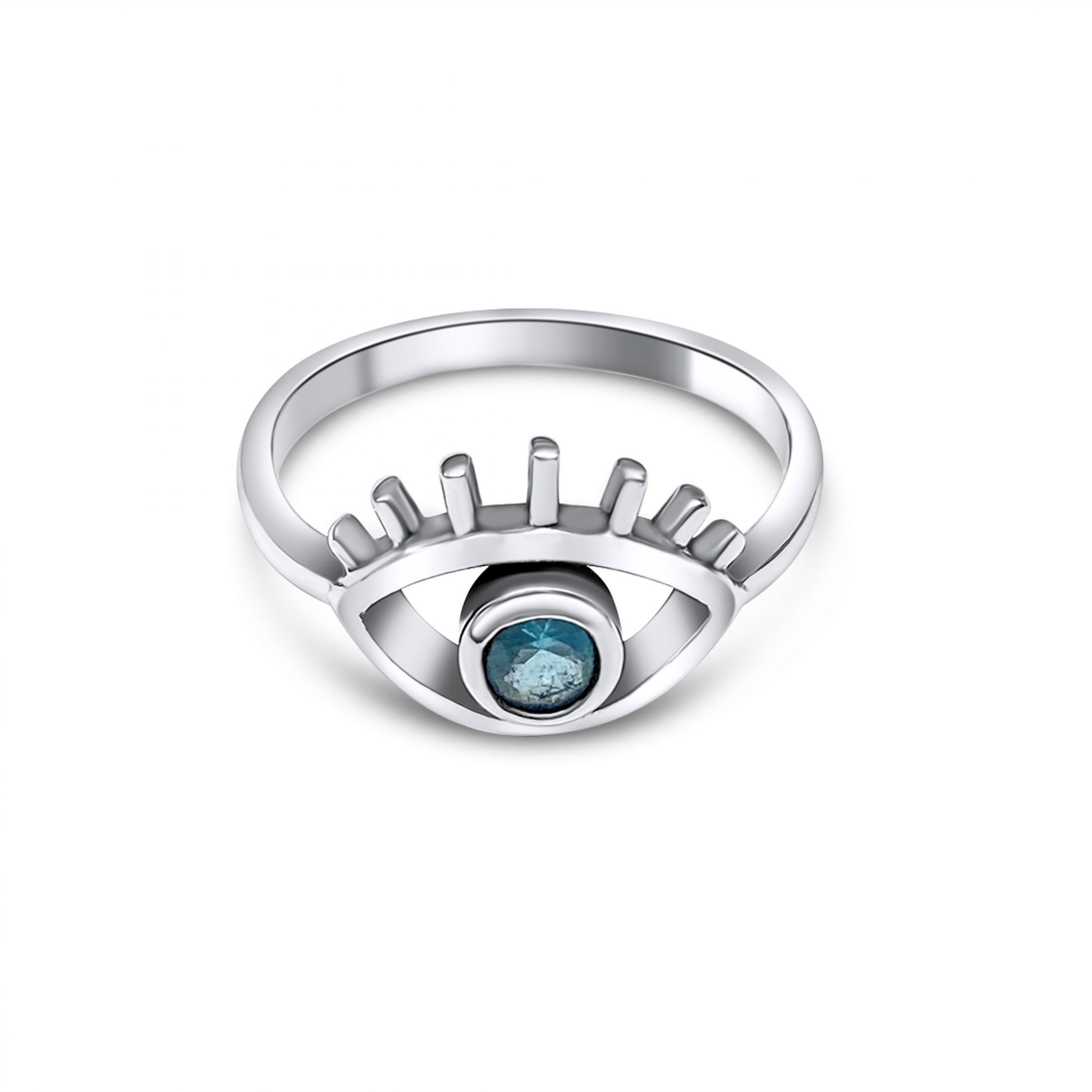 Eye ring with aquamarine stone