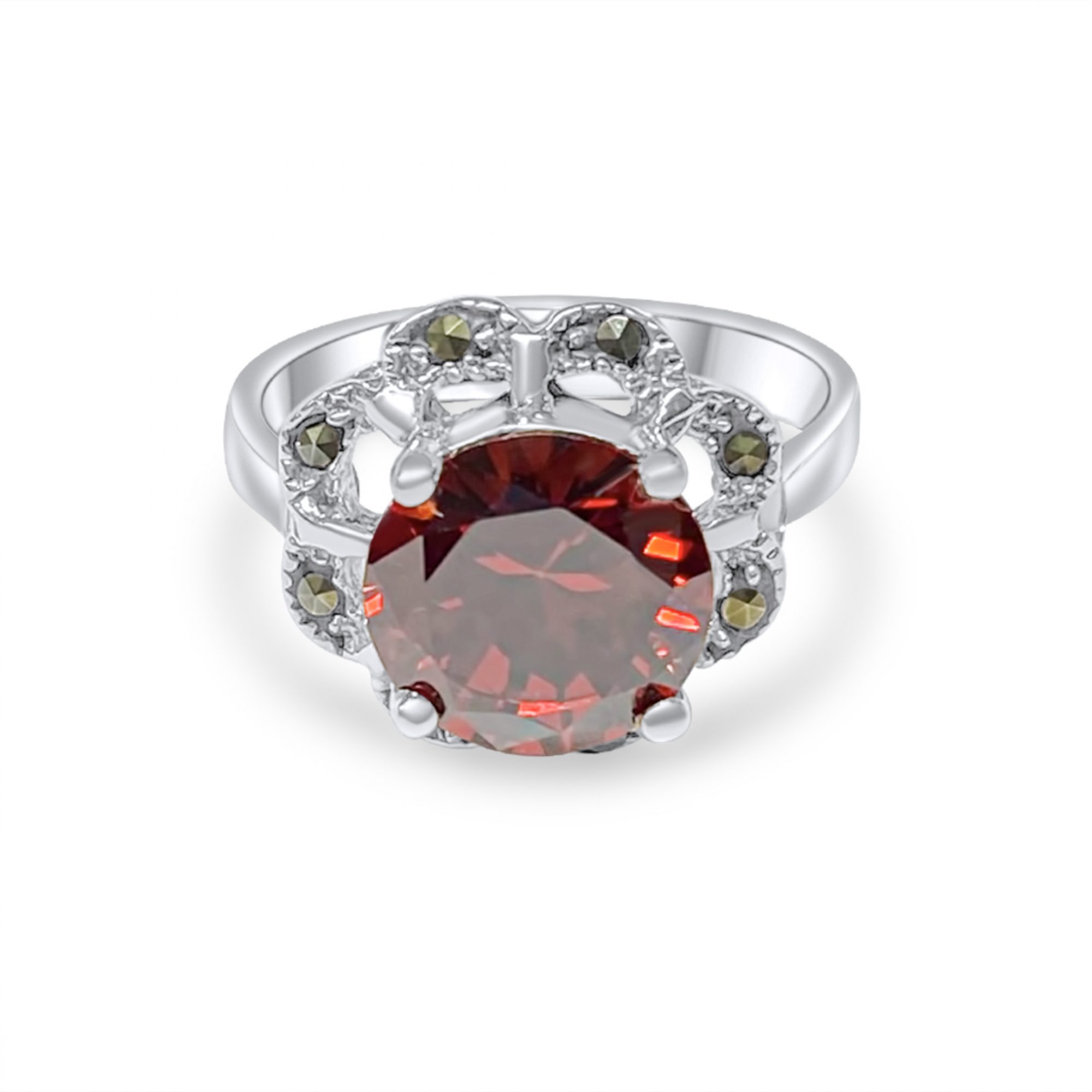 Δαχτυλίδι με πέτρα γρανάδα και μαρκασίτες