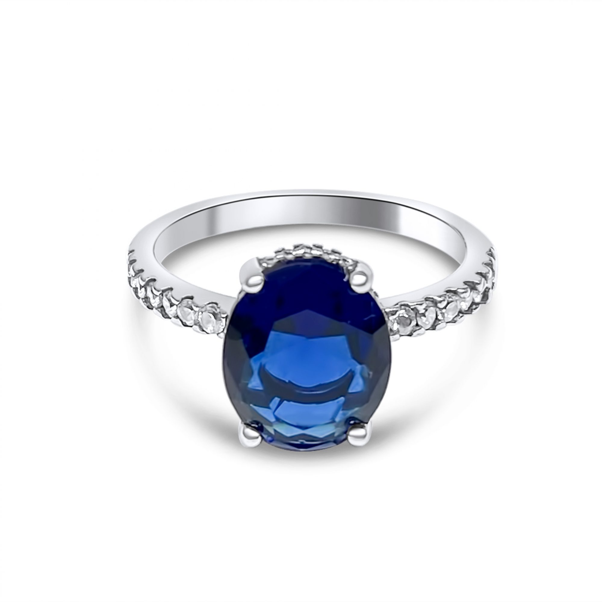 Ring with sapphire and zircon stones