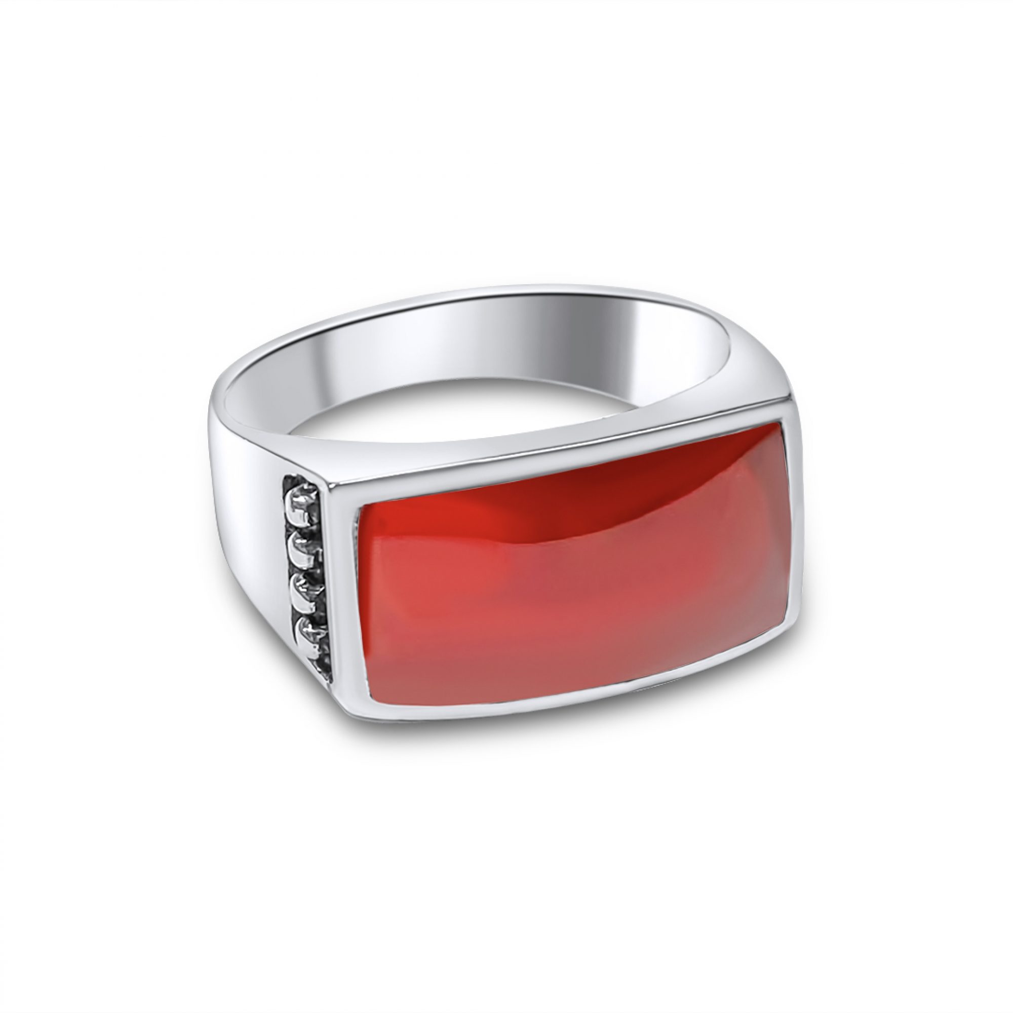 Silver ring with carnelian stone