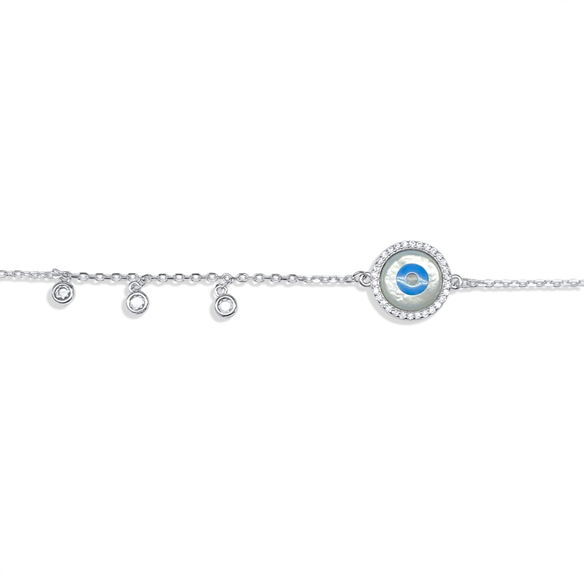 Eye bracelet with zircon and turquoise stones