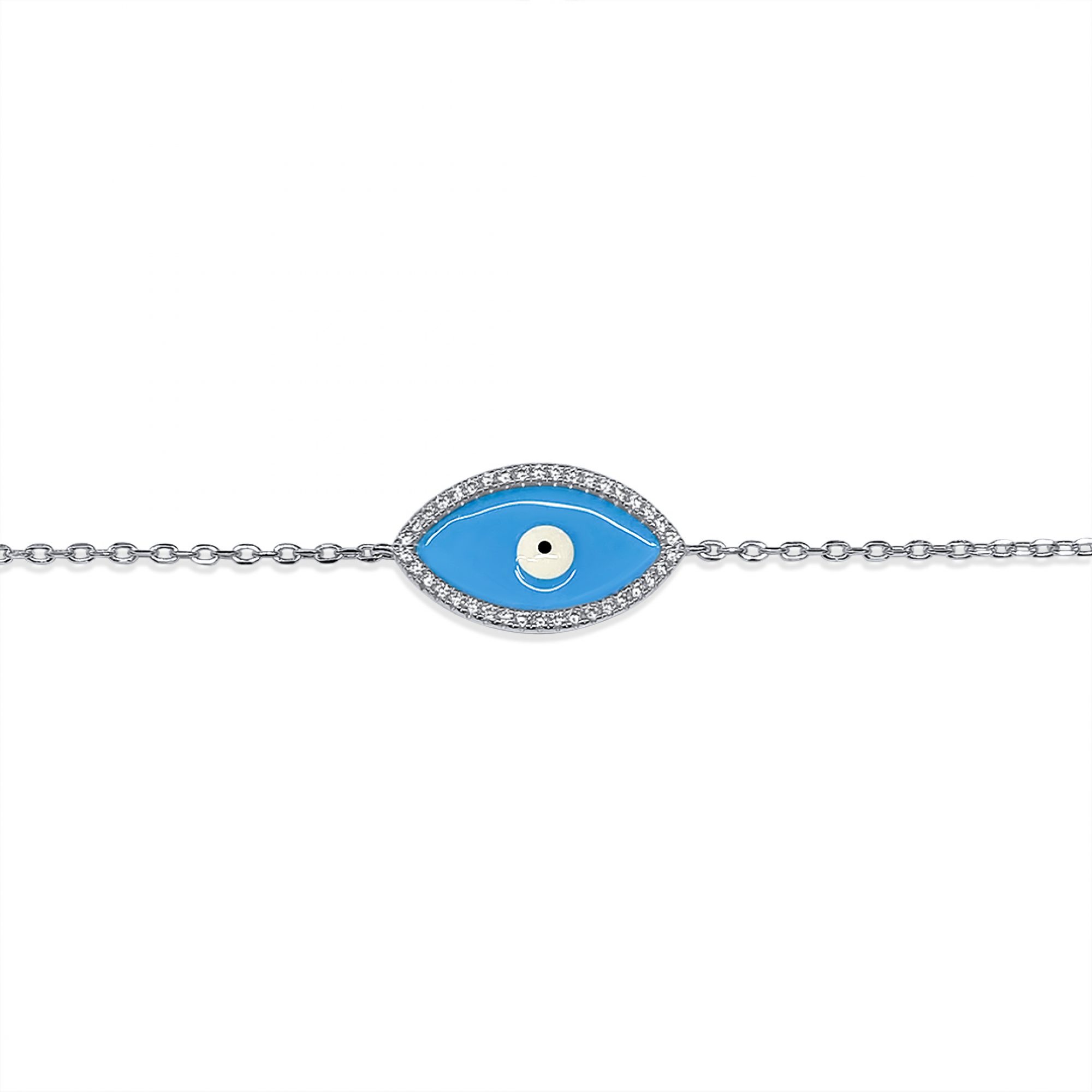 Eye bracelet with enamel and zircon stones