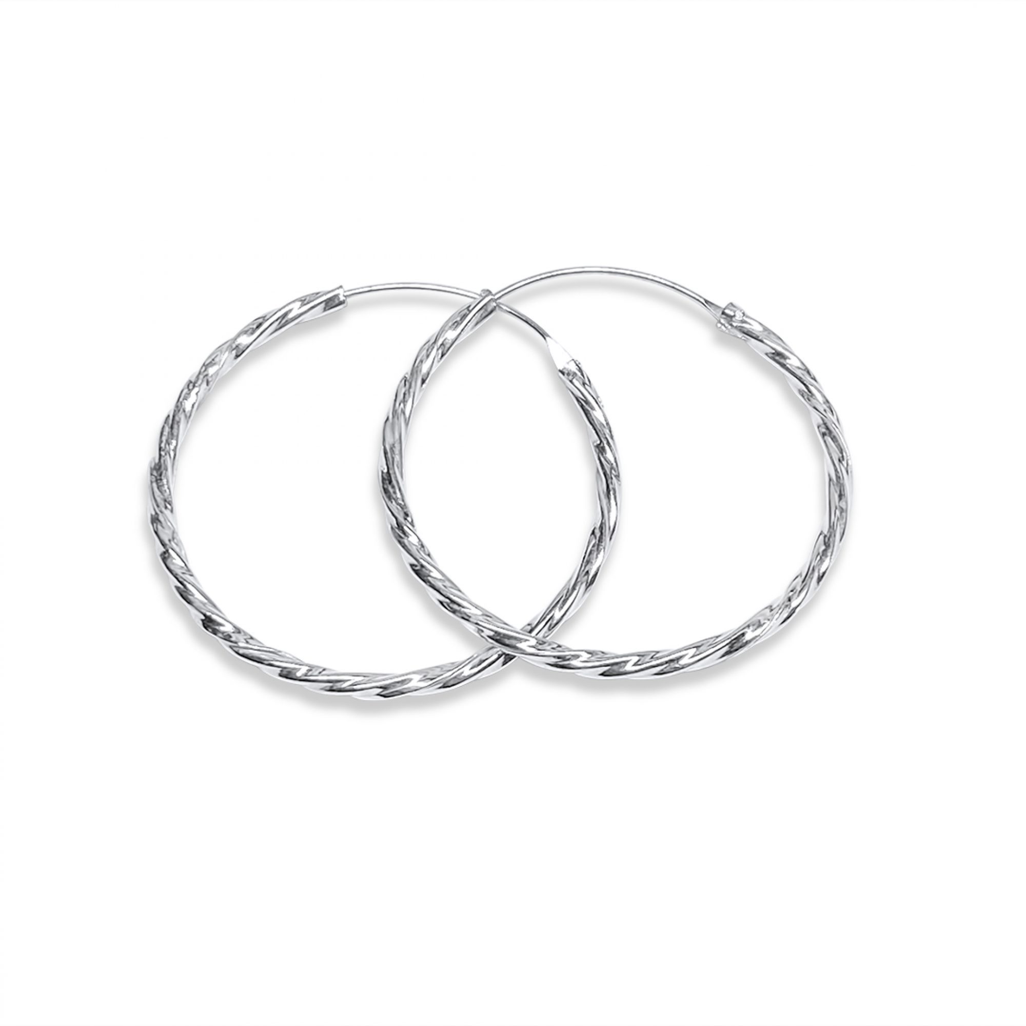 Silver twisted hoops (30mm)
