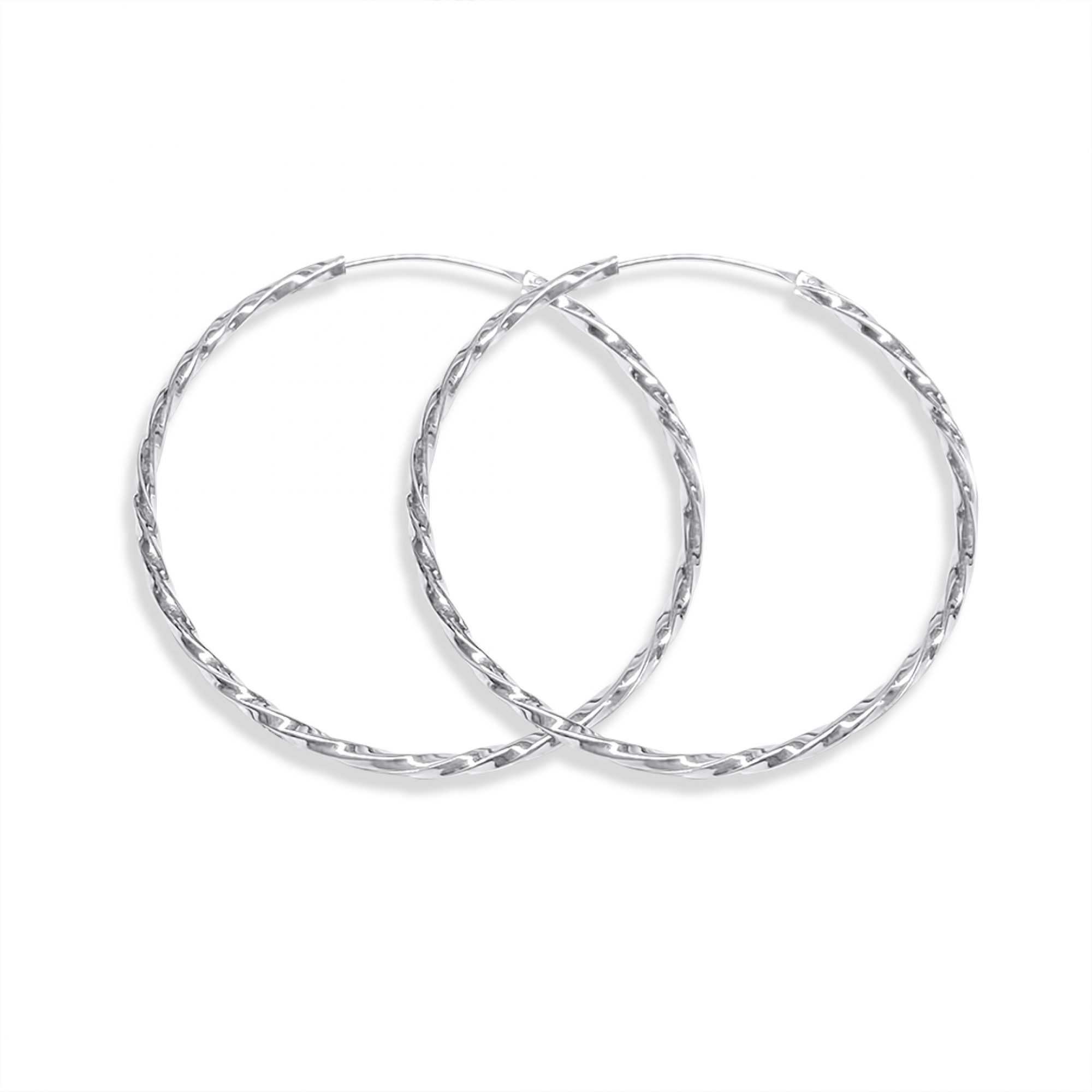 Silver twisted hoops (43mm)