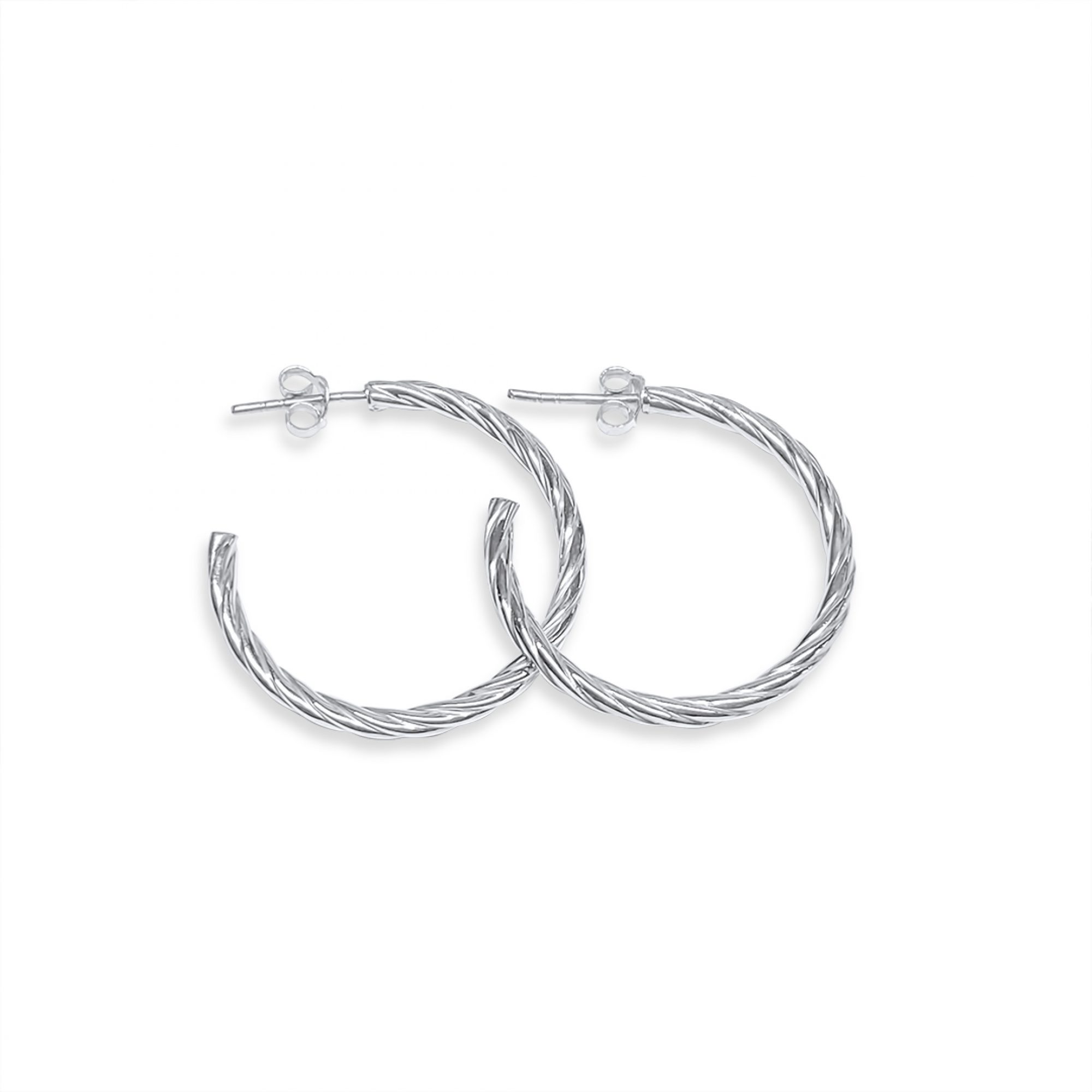 Silver twisted hoops (29mm)