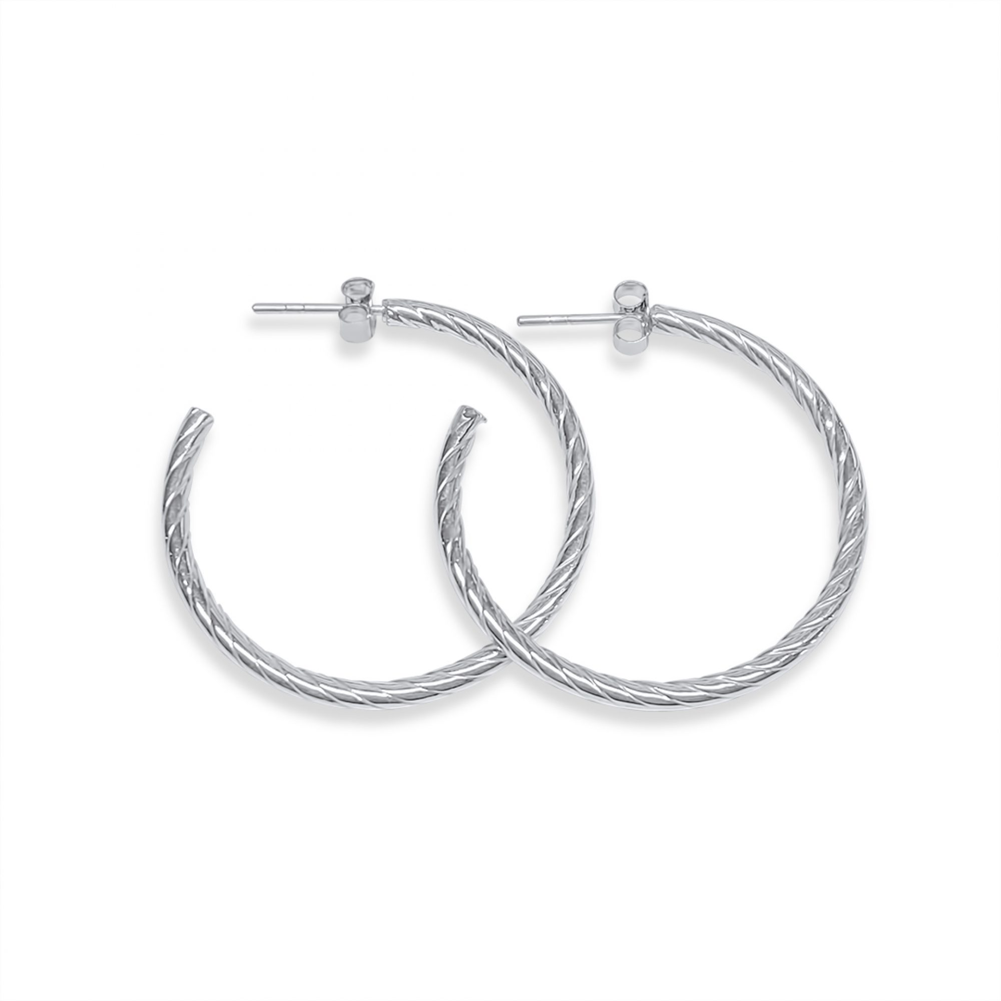 Silver twisted hoops (35mm)