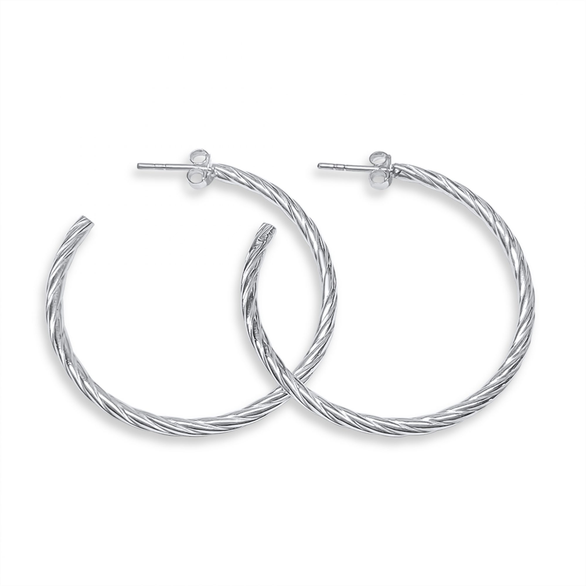 Silver twisted hoops (40mm)
