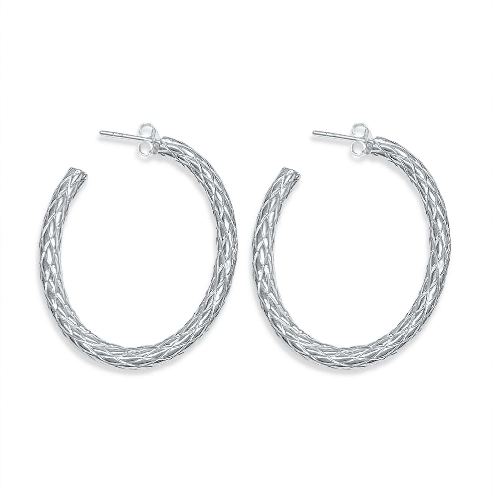 Silver engraved hoops