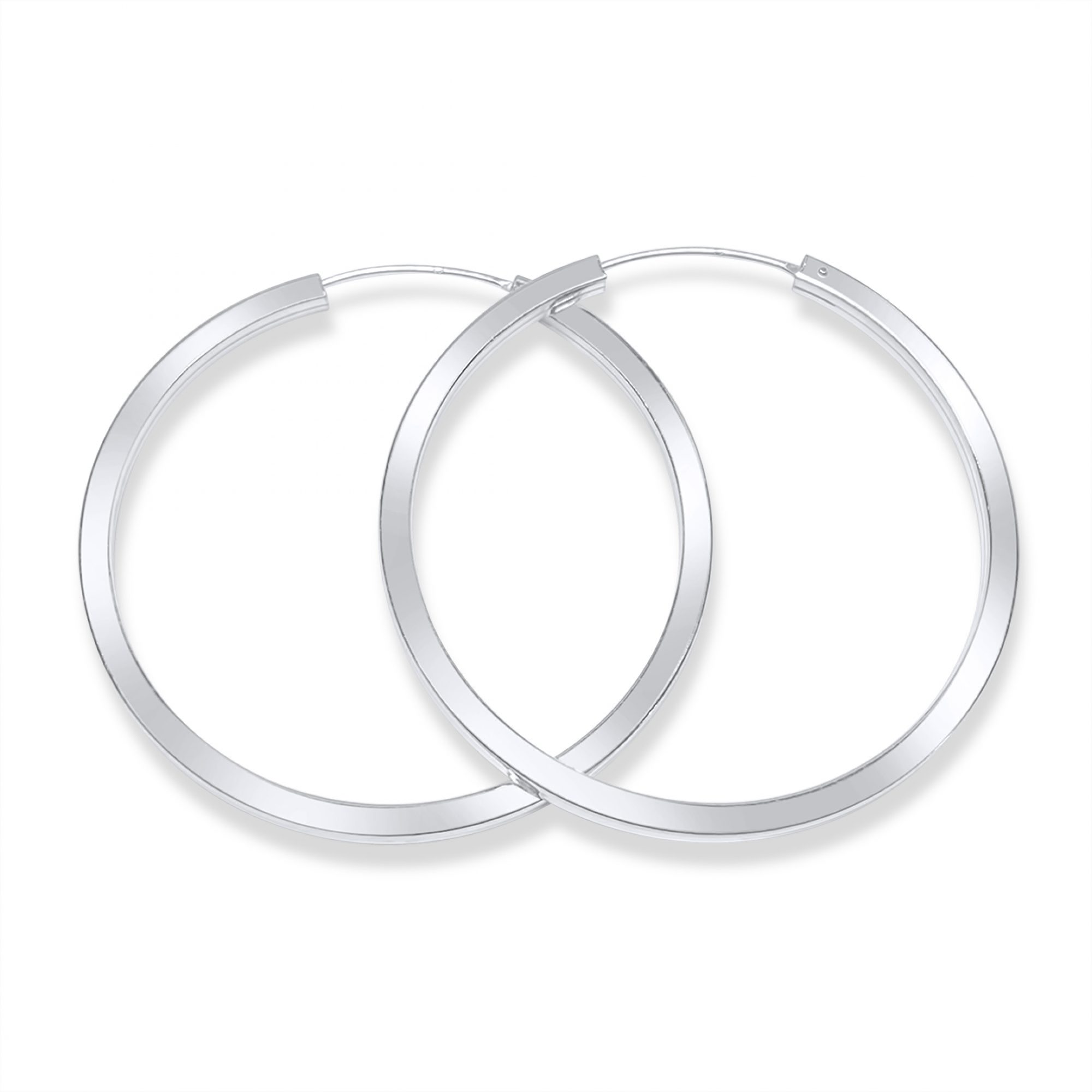 Silver cubic hoops (51mm)