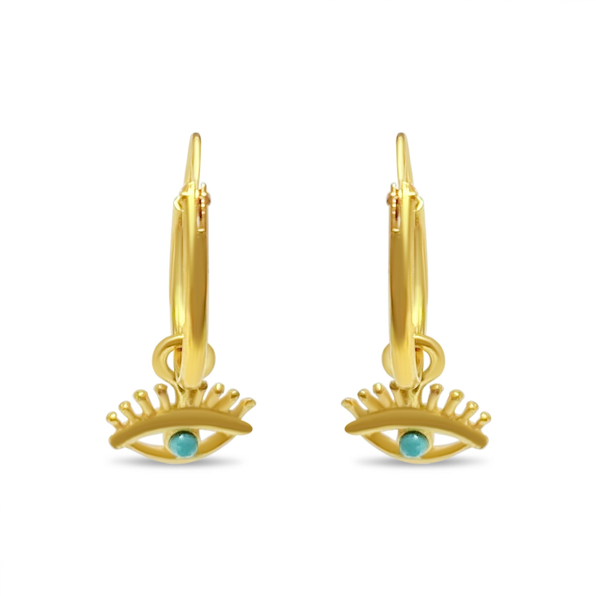 Gold plated earrings with dangle eye