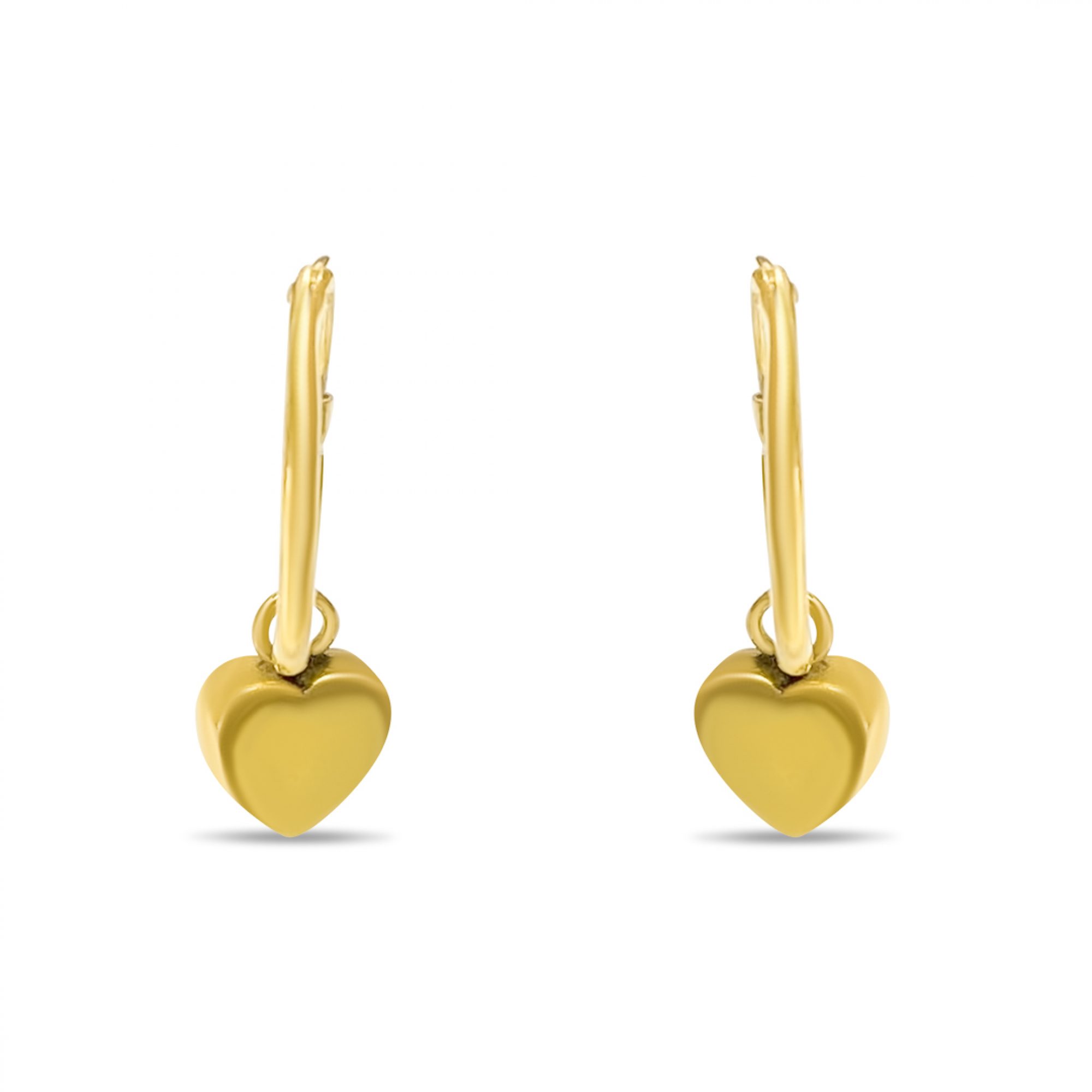 Gold plated earrings with dangle heart