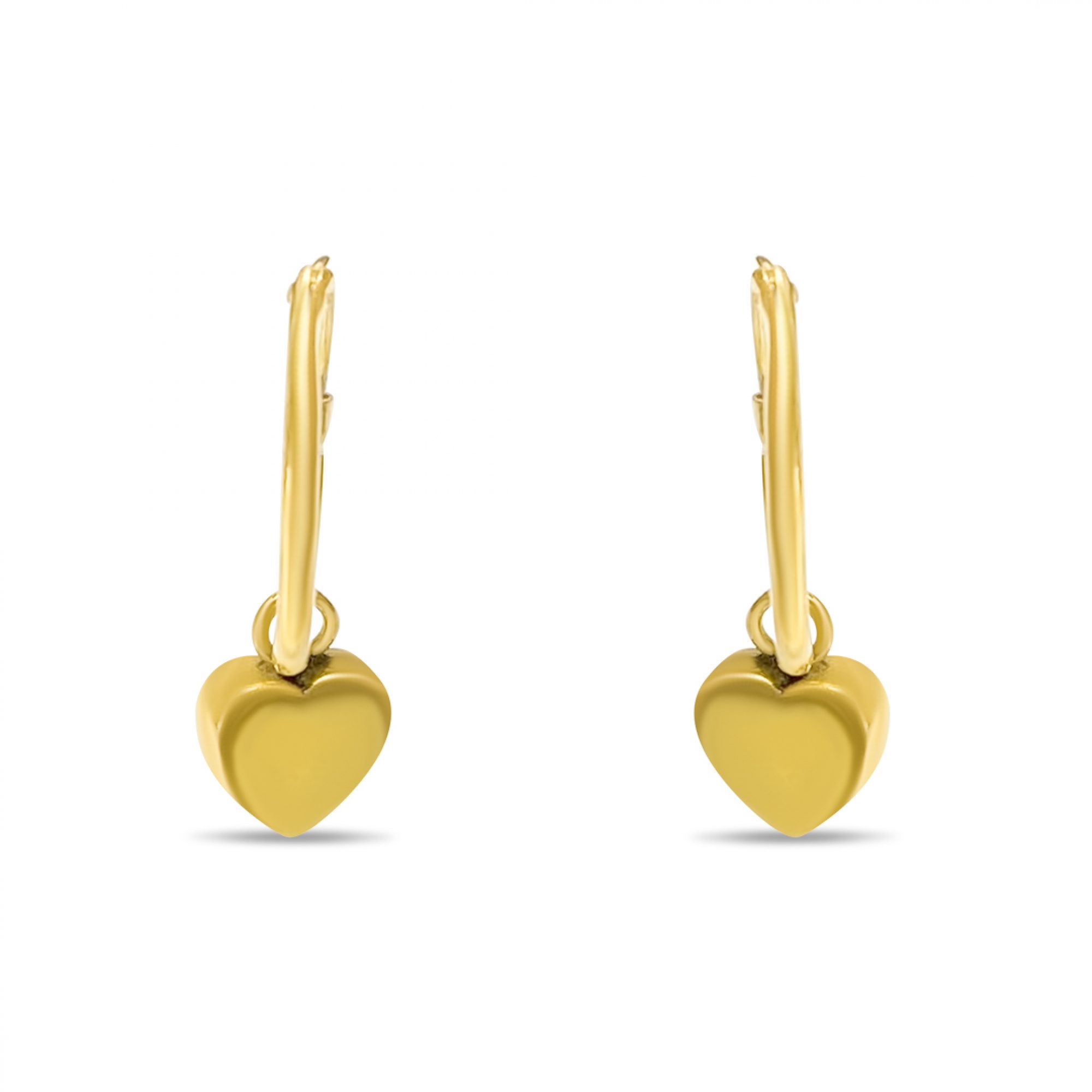 Gold plated earrings with dangle heart