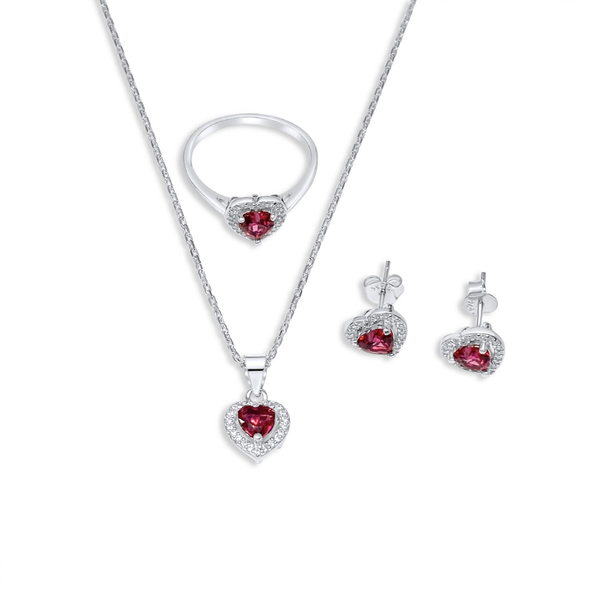 Set with ruby and zircon stones