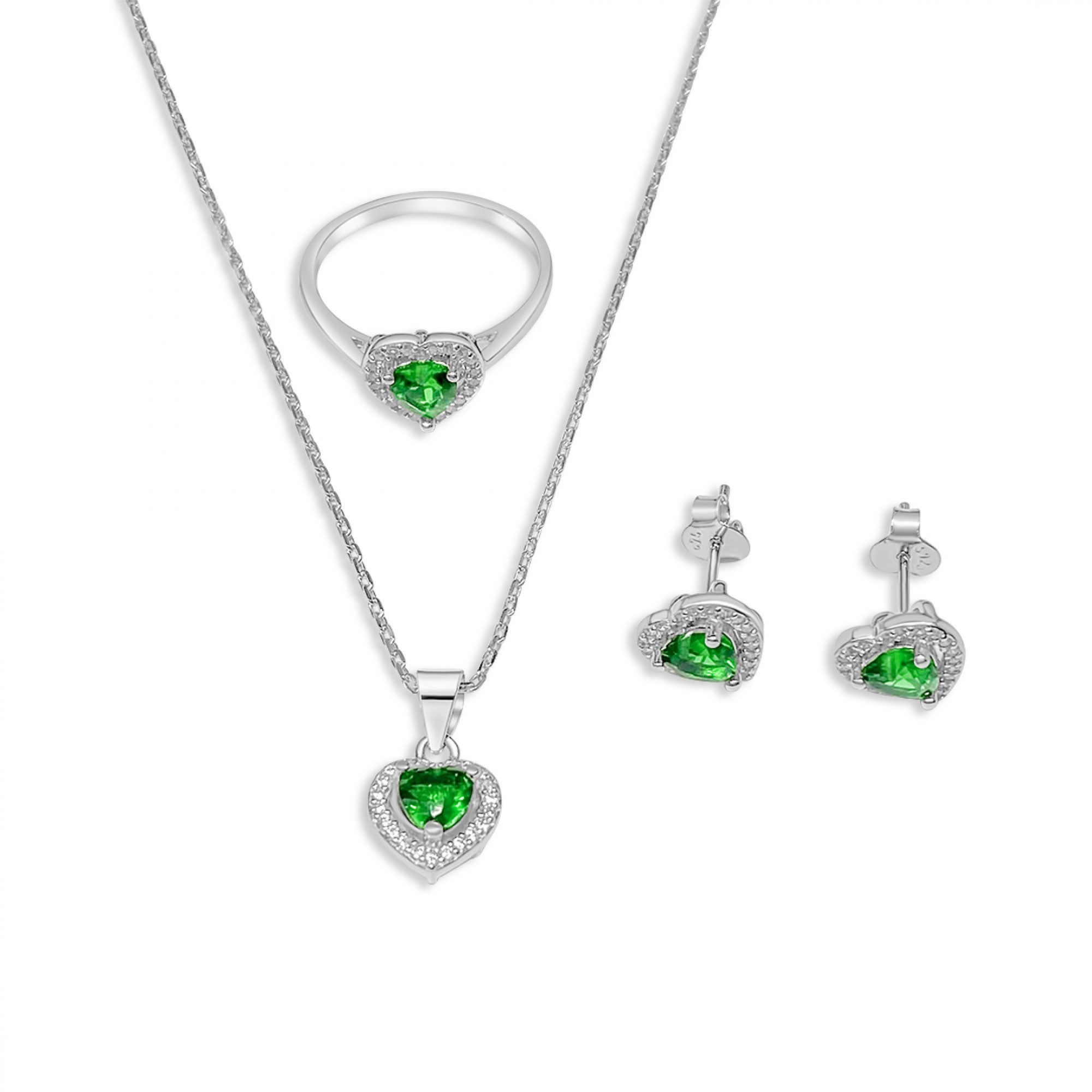 Set with emerald and zircon stones