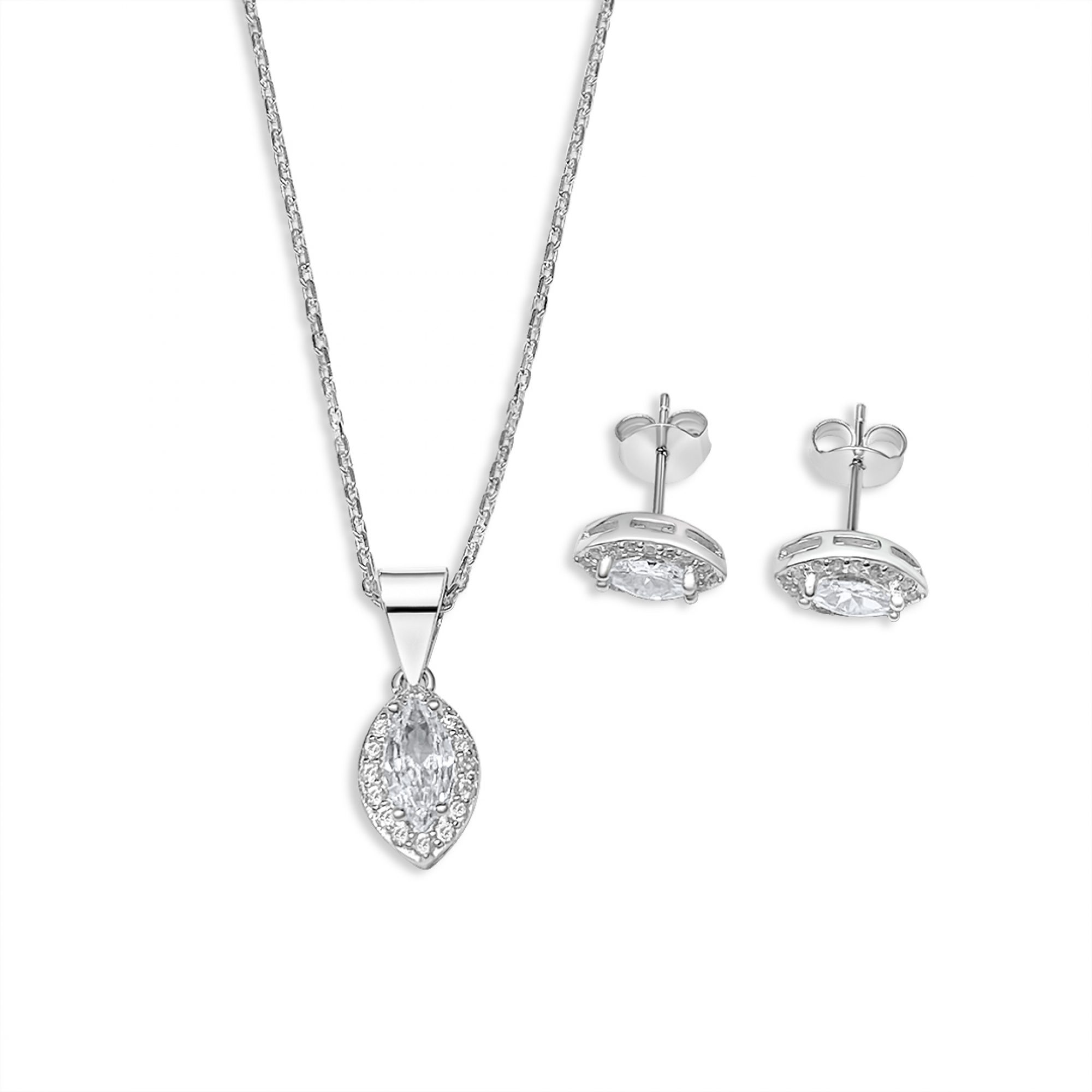 Σετ κολιέ και σκουλαρίκια καρφωτά με πέτρες ζιργκόν