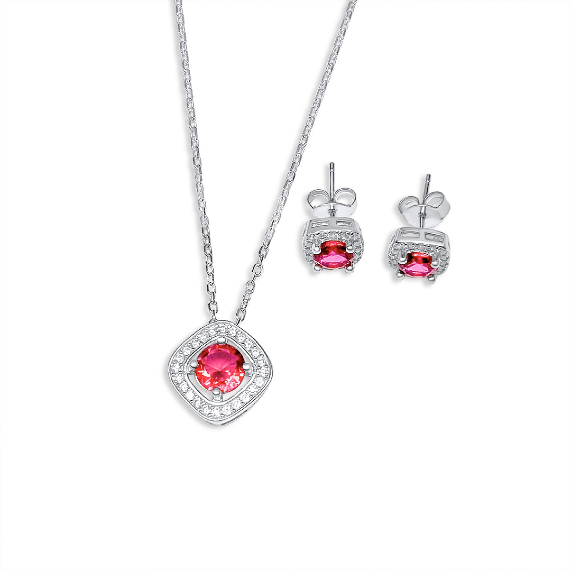 Set with ruby and zircon stones