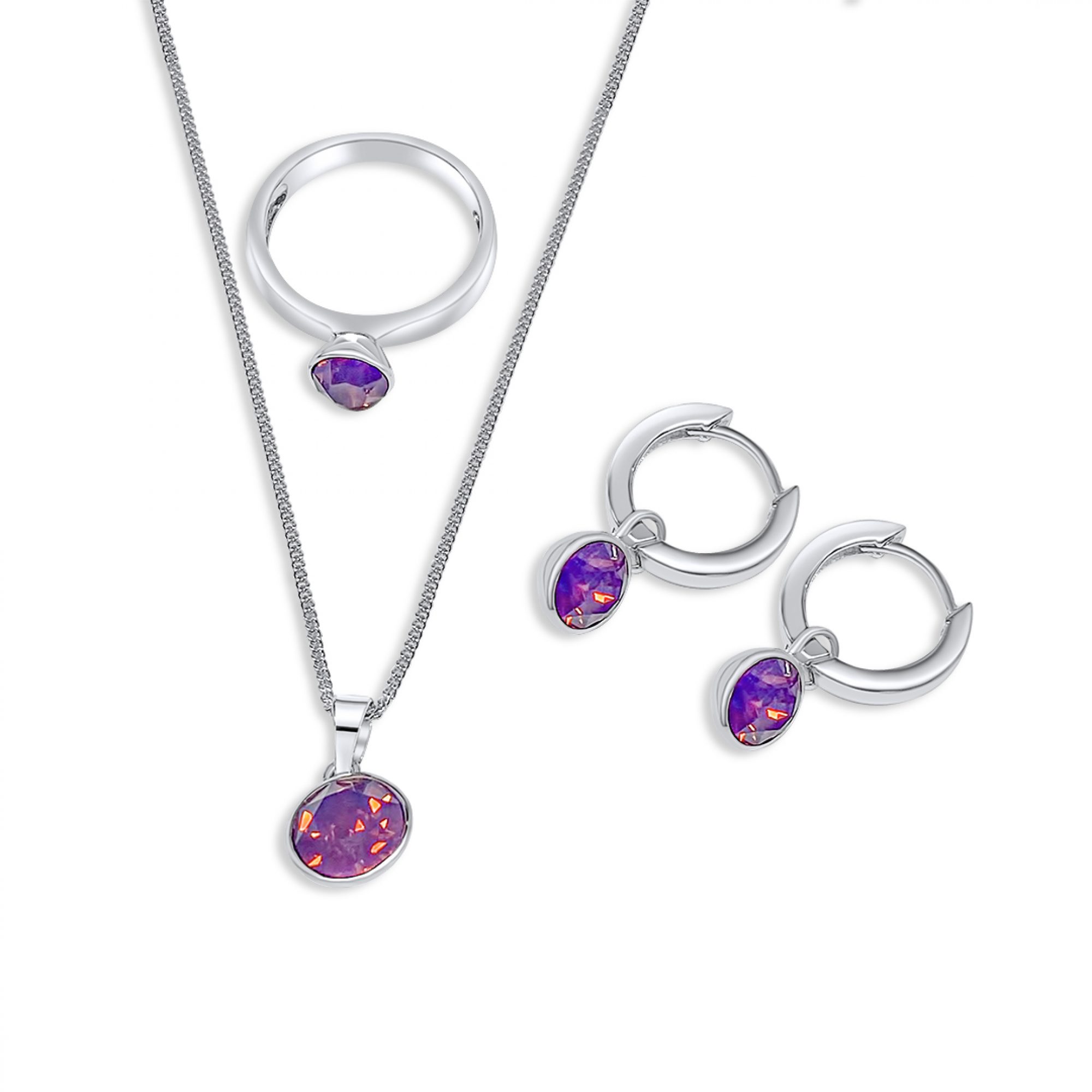 Set with amethyst and zircon stones