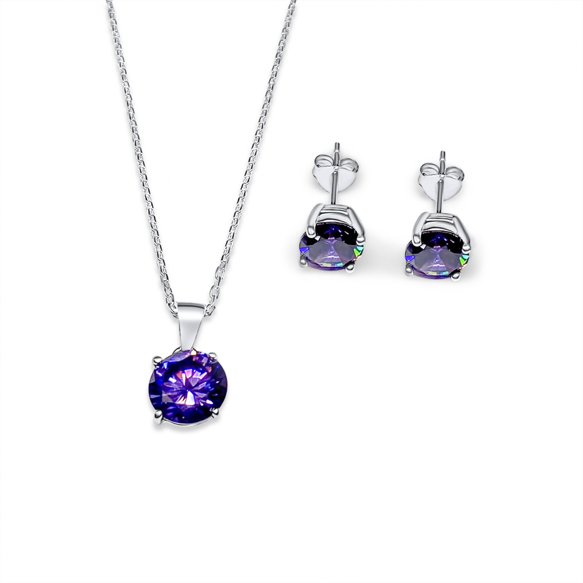 Set with amethyst stones