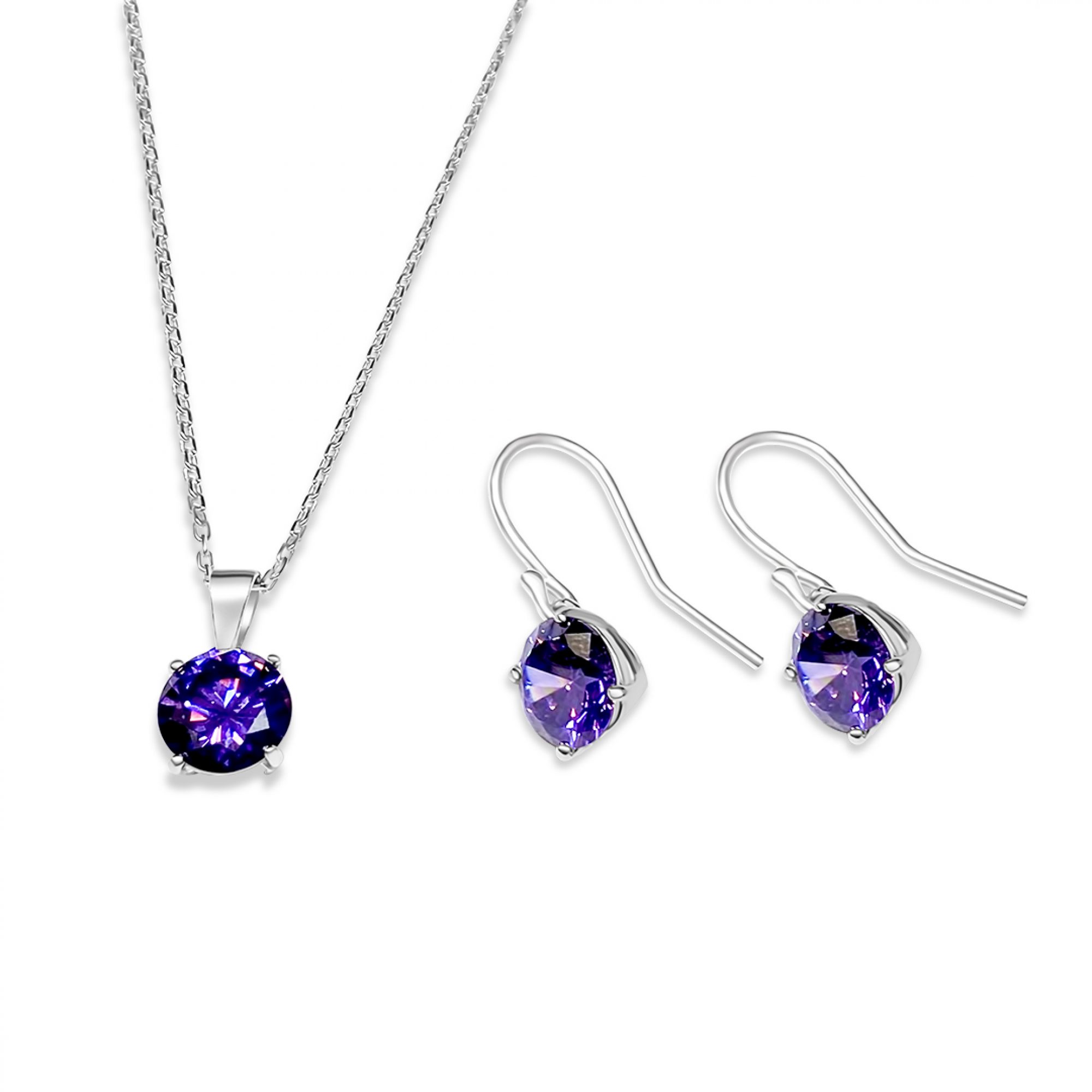 Set with amethyst stones