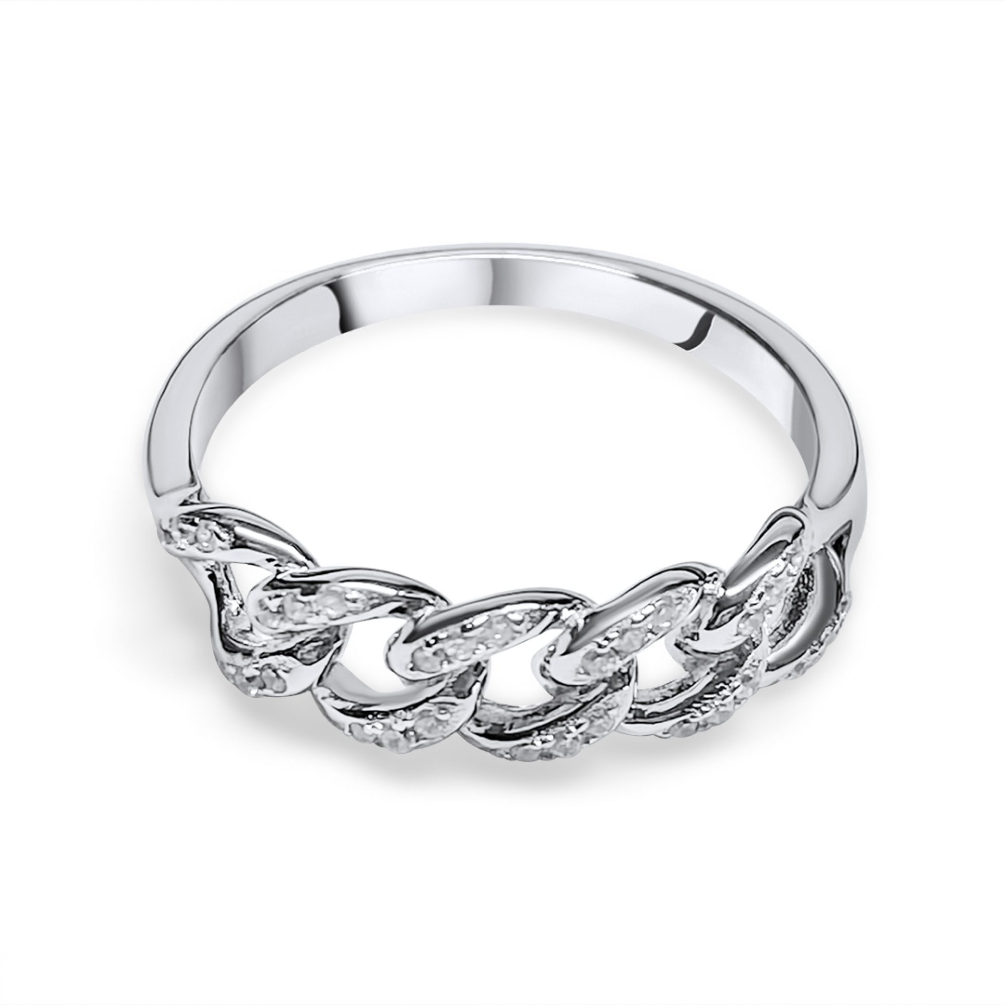 Chain ring with zircon stones