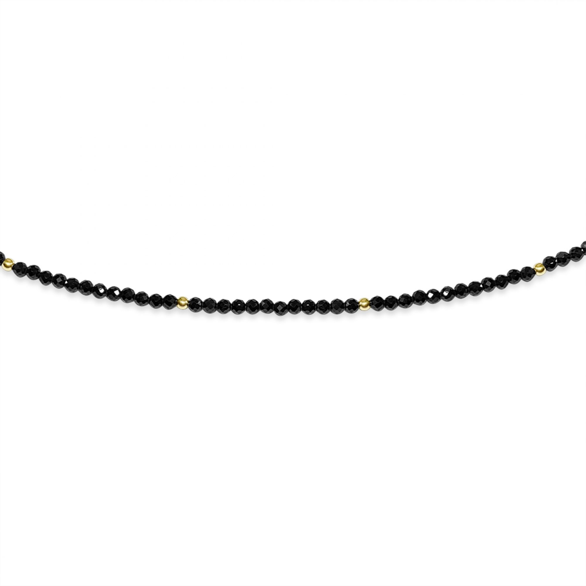 Gold plated anklet with onyx beads