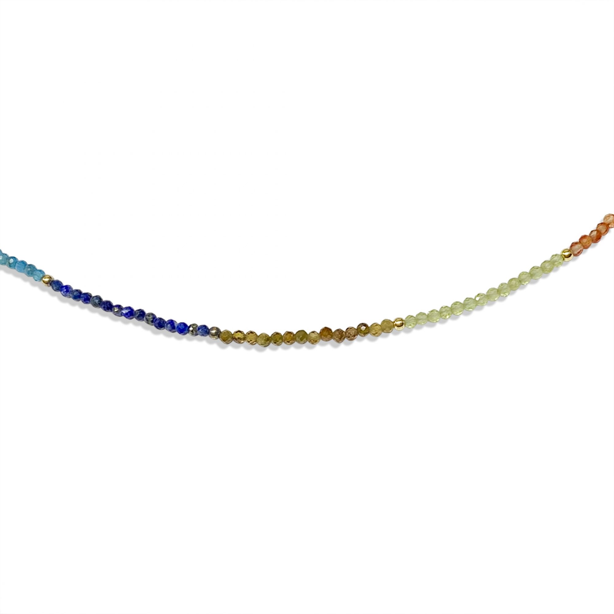 Gold plated anklet with multicoloured beads