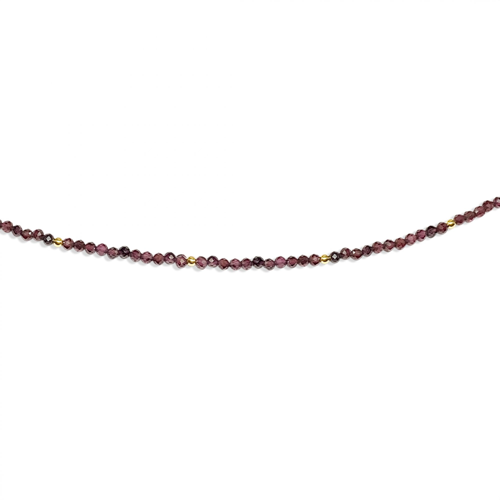 Gold plated anklet with garnet beads