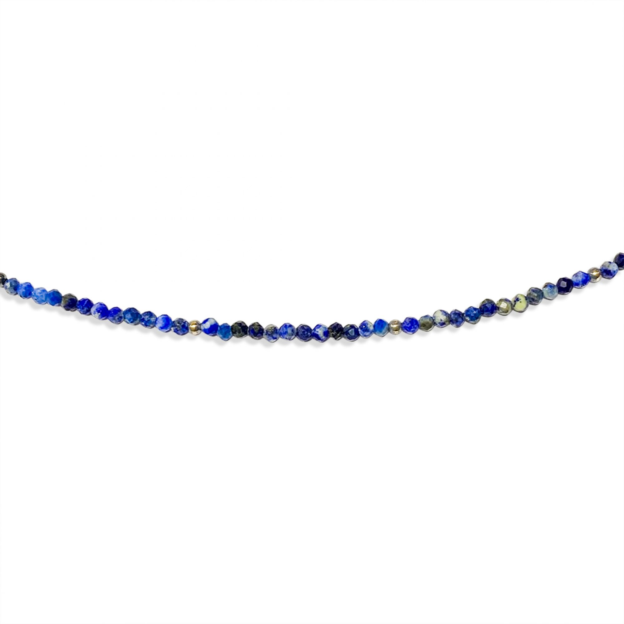 Gold plated anklet with lapis lazuli beads