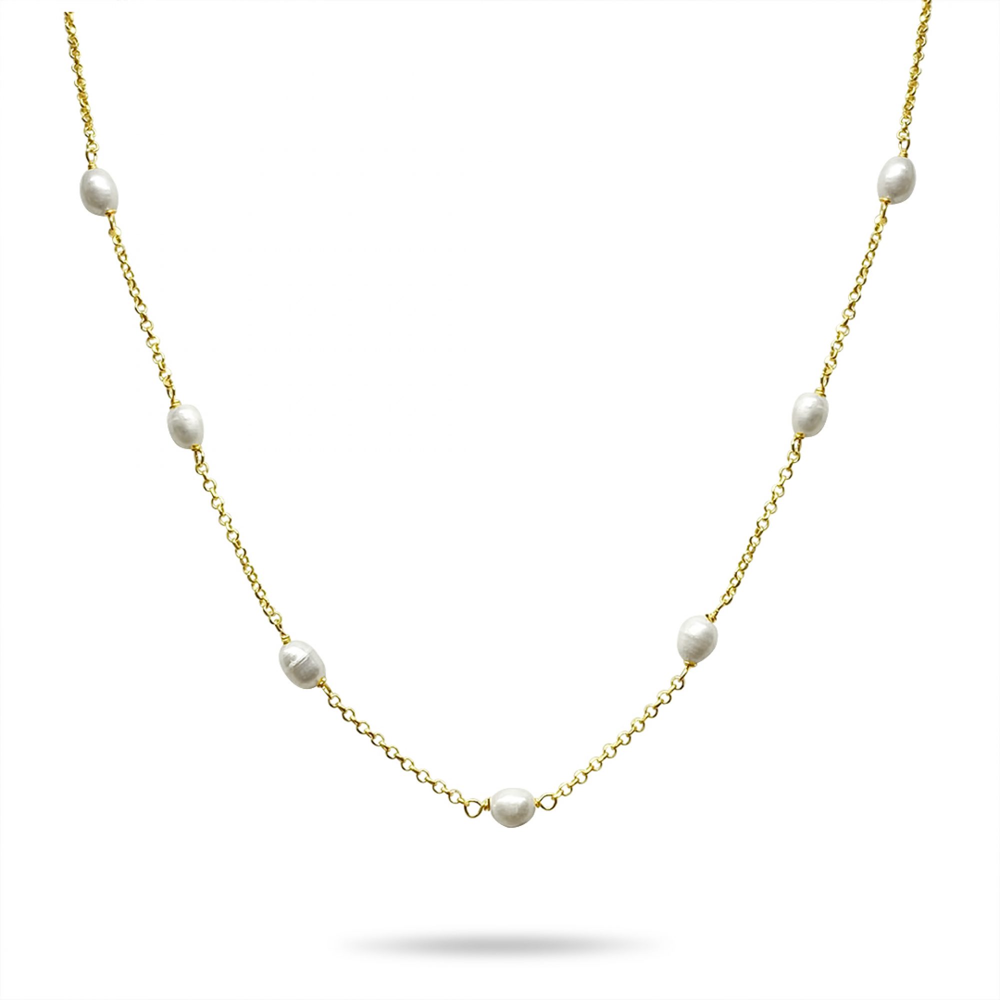 Gold plated necklace with pearls