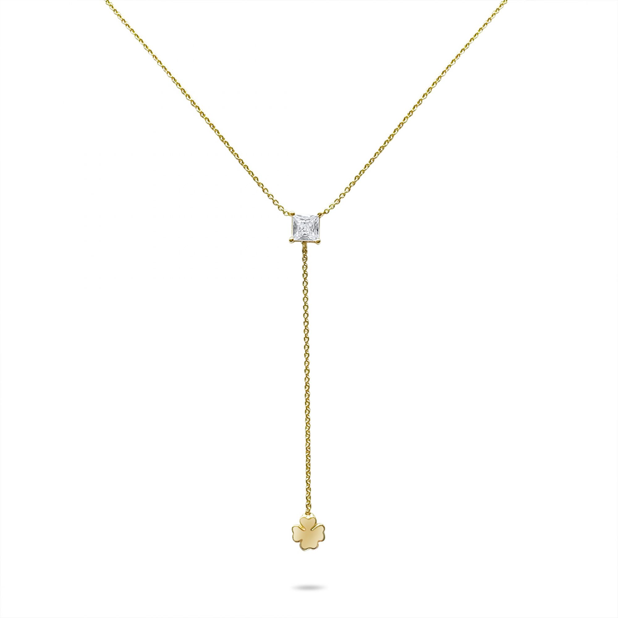 Gold plated necklace with zircon stone