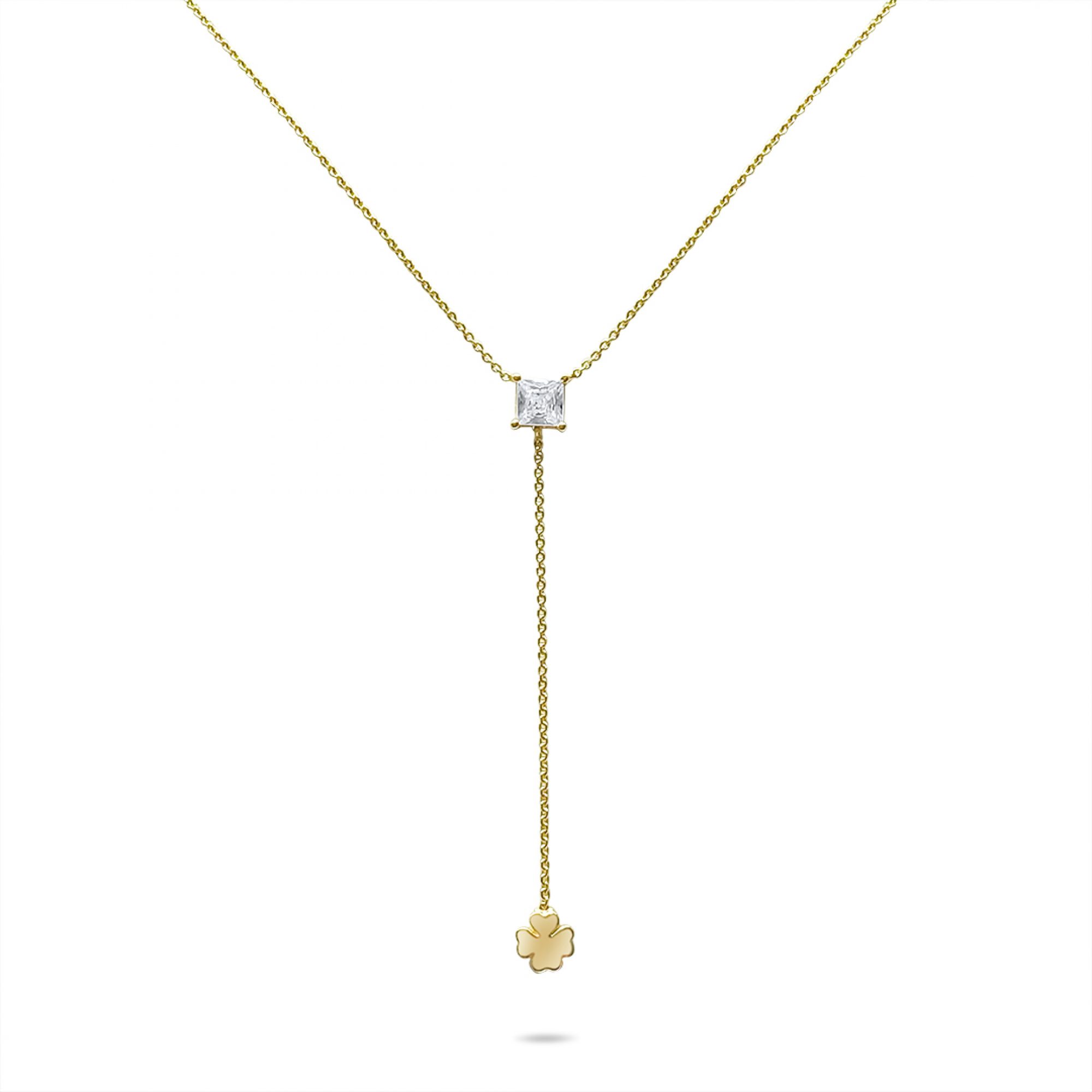 Gold plated necklace with zircon stone