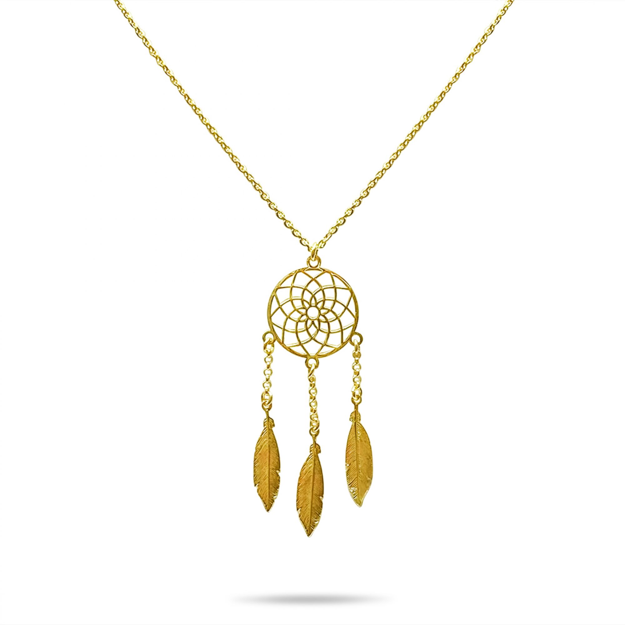 Dream catcher gold plated necklace 
