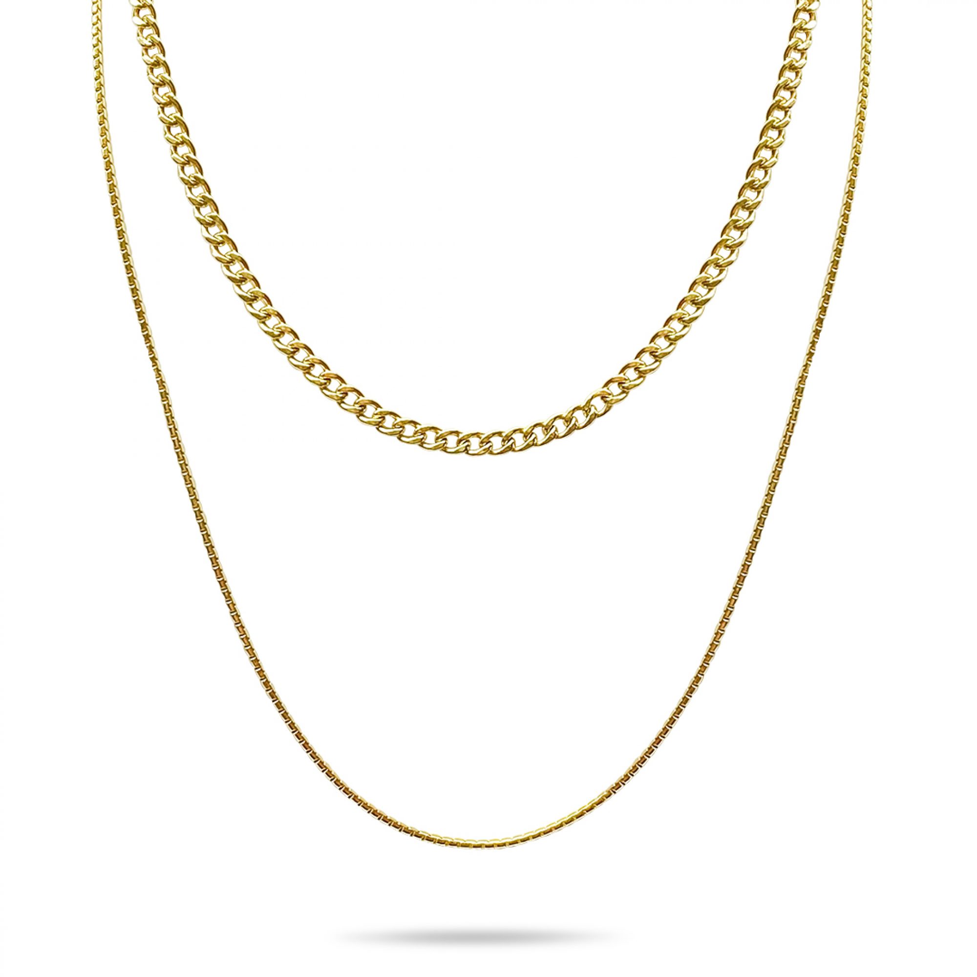 Double gold plated chain necklace