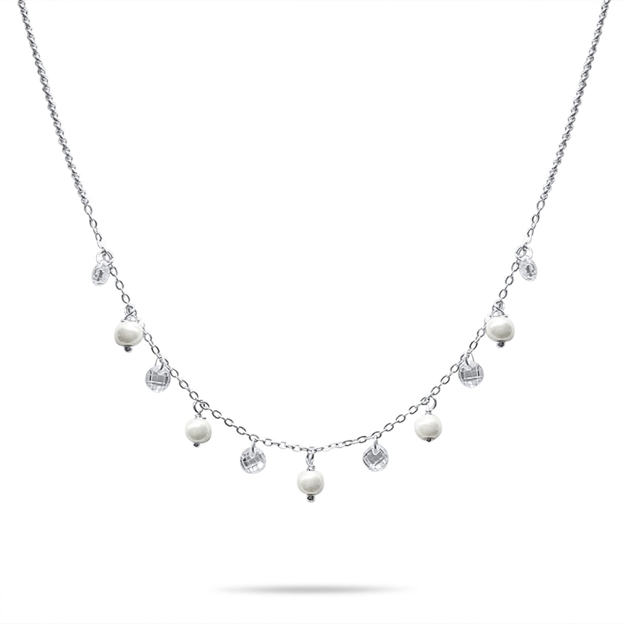 Necklace with zircon stones and pearls