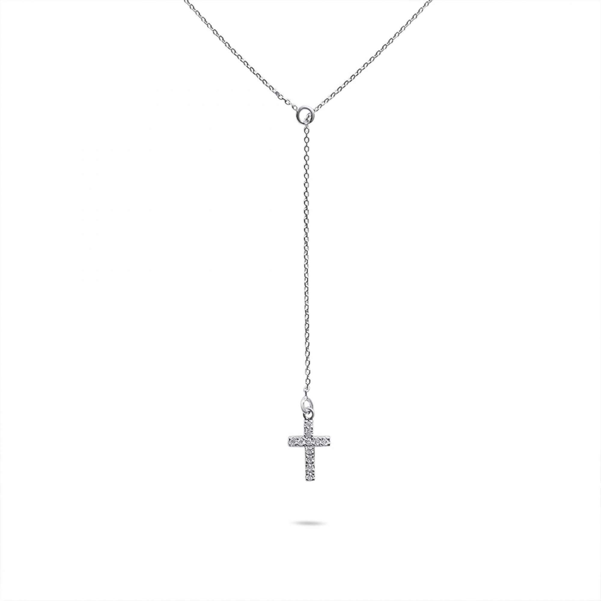 Y-style cross necklace with zircon stones