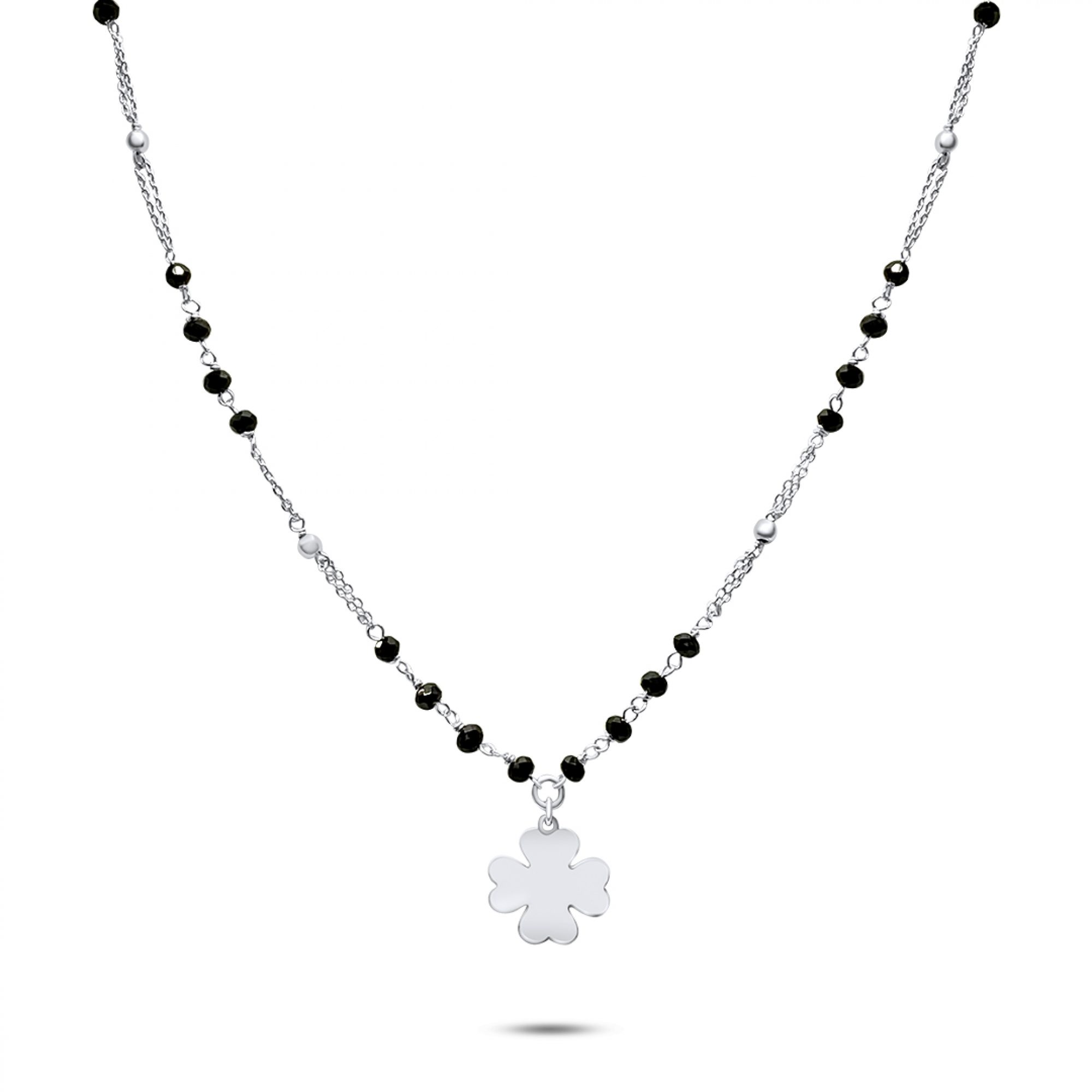 Four leaf clover necklace with beads