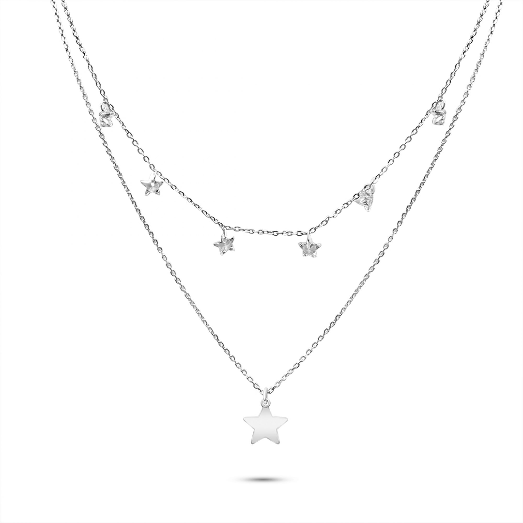 Double star necklace with zircon stones